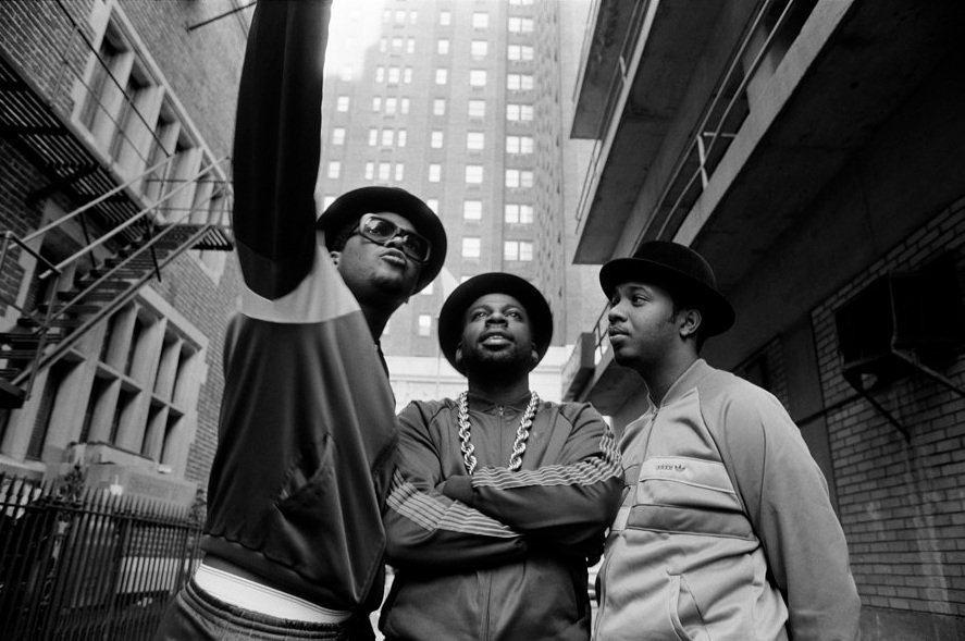 Run-DMC at 5 AM in hotel alley, Philadelphia, 1986 (signed print, edition of 25) by Lawrence Watson