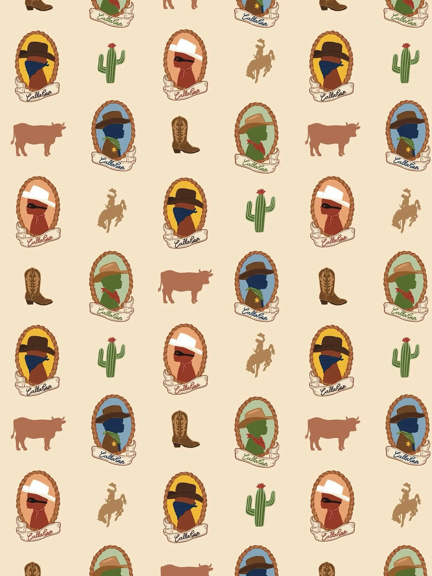 🐴🌵 A cowboy themed second birthday calls for a custom pattern ft. birthday boy&rsquo;s silhouette! We had it printed on wrapping paper - swipe to see!
