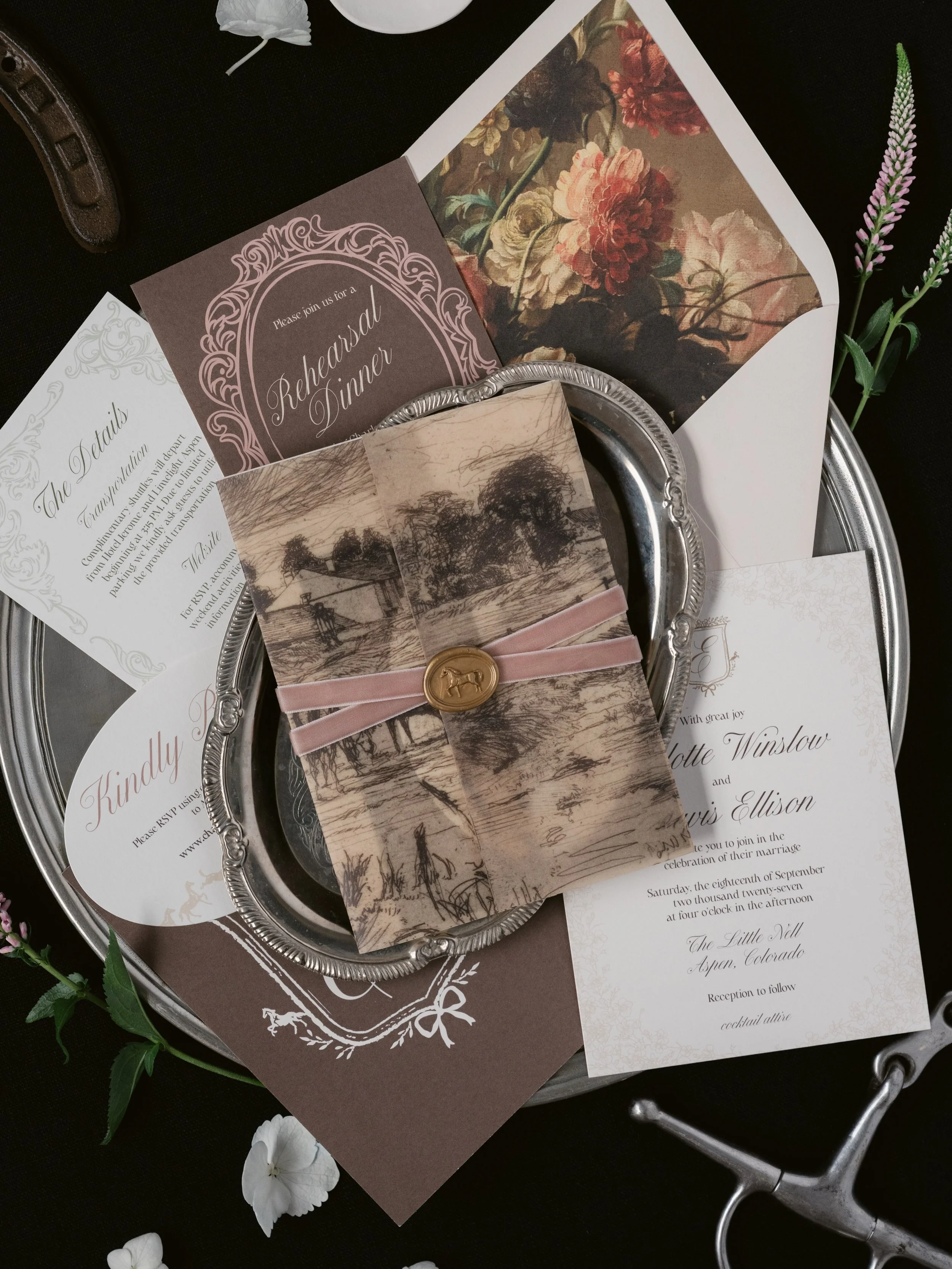 For the horse girls, the old souls, and the fine art girlies. 🐎🍂🌹

The Hunt Club Semi-custom Suite is officially available to shop. Each suite is personalized with your wedding details and professionally printed on luxurious heavyweight cardstock 