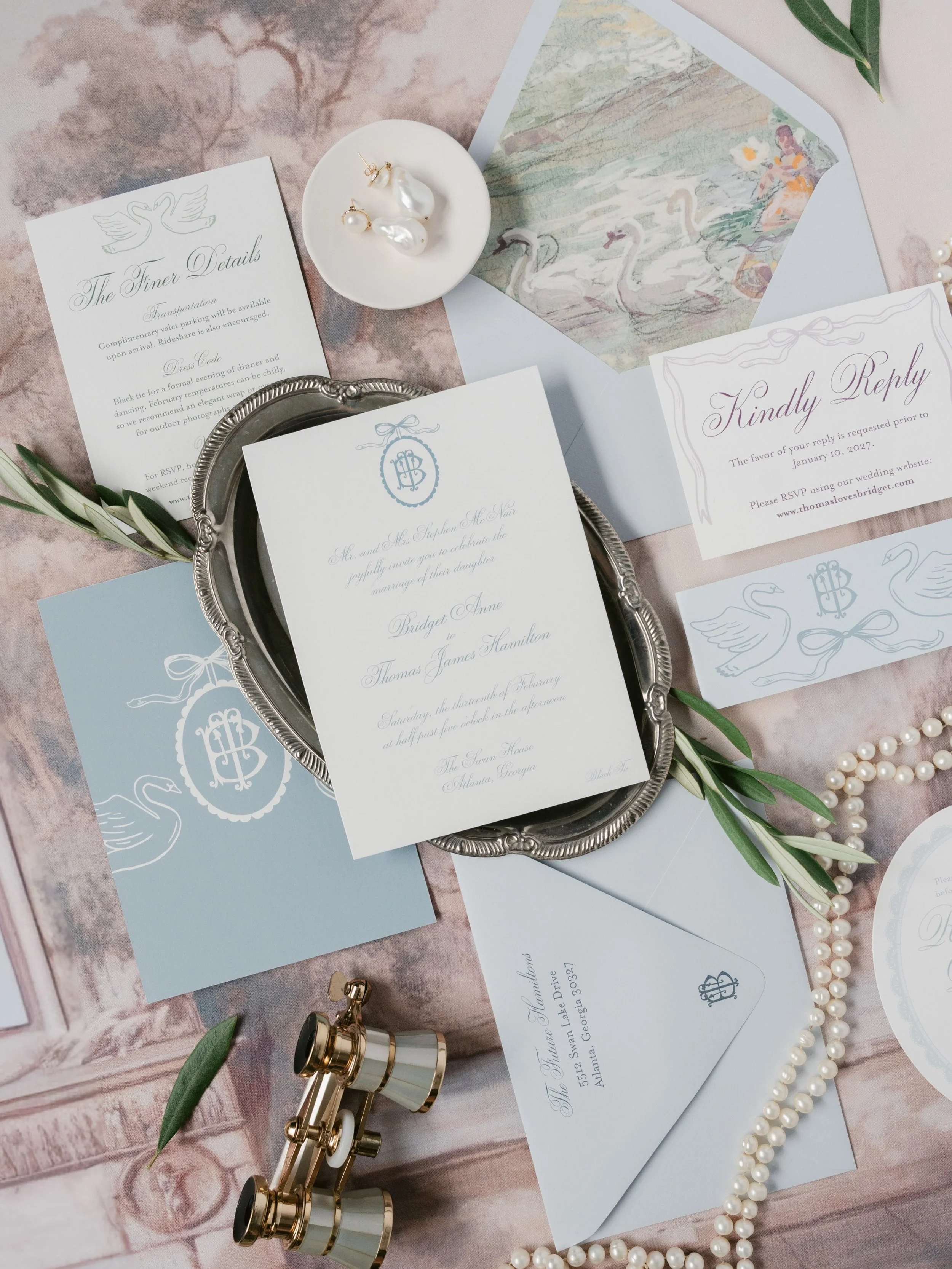 For the romantics with a flair for the dramatic (and a soft spot for swans). 🦢 Our Swan Lake suite is semi-custom, meaning we&rsquo;ve done the designing and you get to add your details and make it yours. She&rsquo;s waiting for you in our Etsy shop