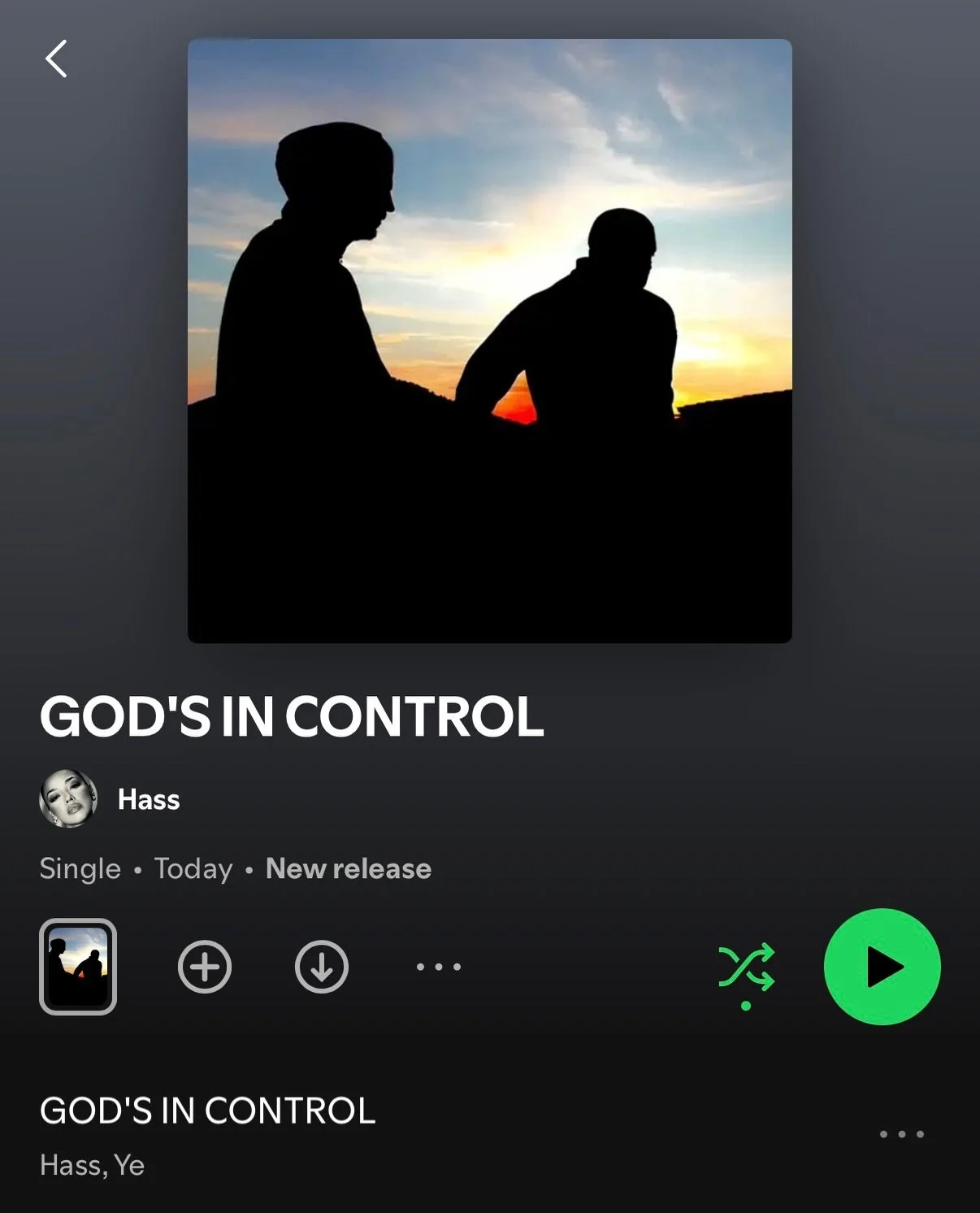 This feels so surreal. I&rsquo;m grateful to have contributed to @hassanthankgod new album &ldquo;the second coming&rdquo;.

God&rsquo;s In Control (feat. @ye )
Angel
Laughed At Me

Thank you @hassanthankgod for being so open and collaborative. Legen