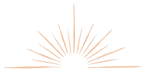 Sun rising or setting behind the horizon with sun rays extending outward.