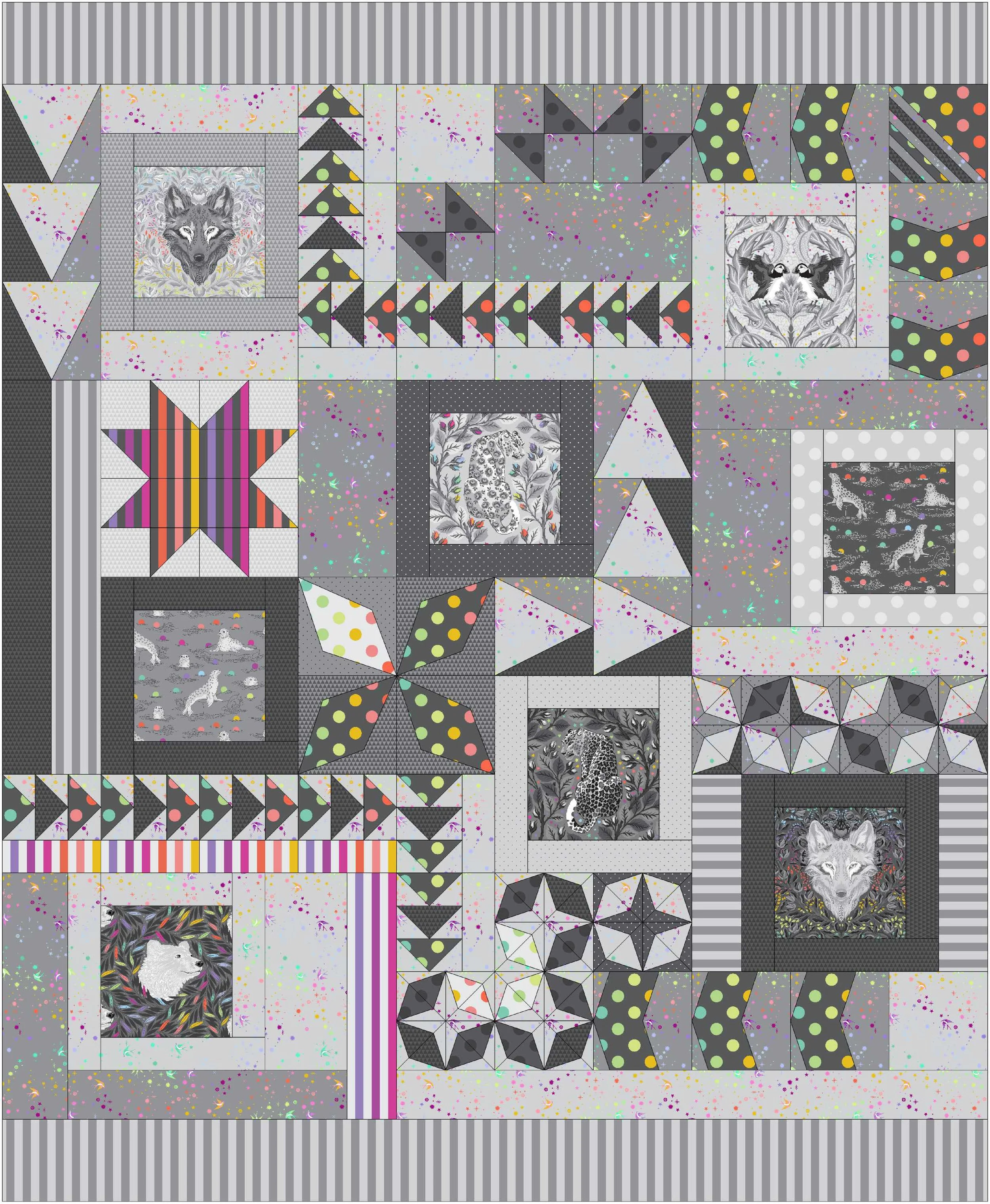 Tula Pink Graywork Quilt Kit - 2025 Improv Sampler - PreOrder