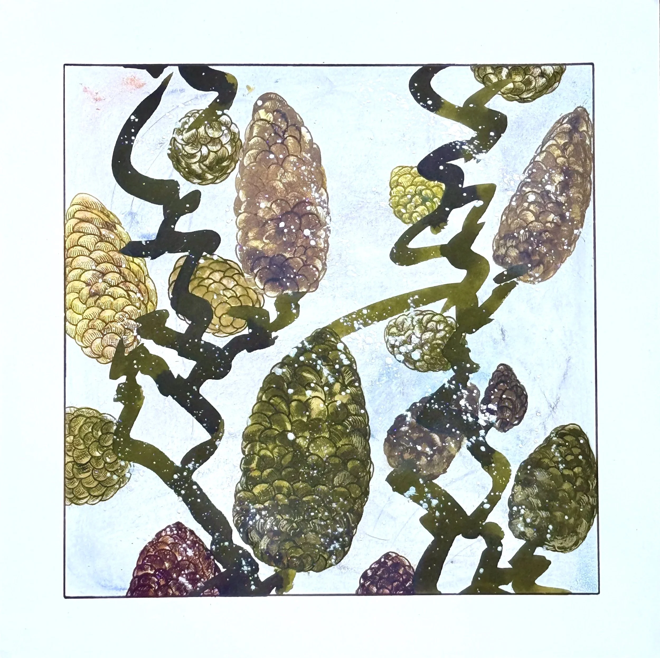 Le temps des châtaignes, Encre sur velin d’Arches, 31x31