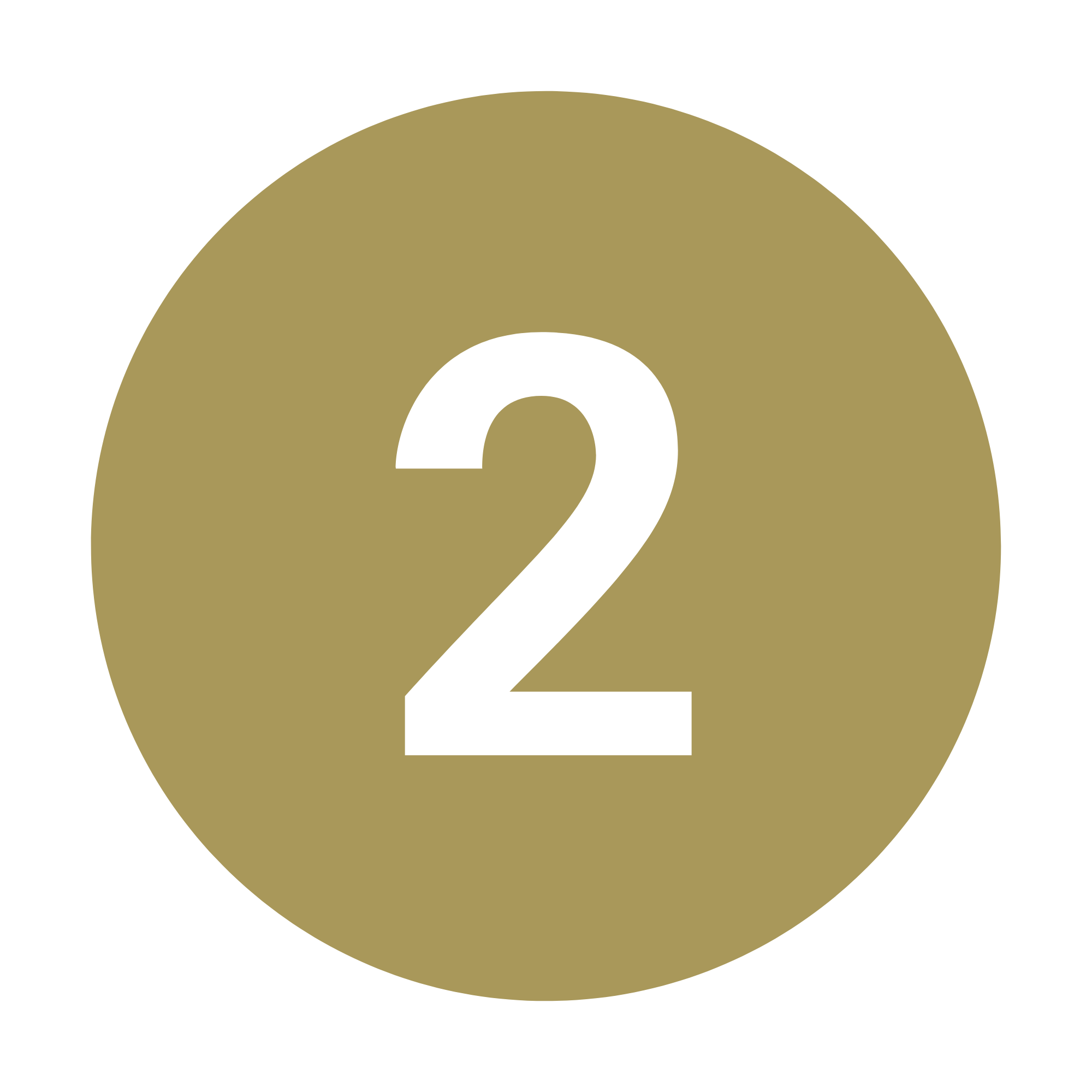 Gold-colored number 2 icon with black background.