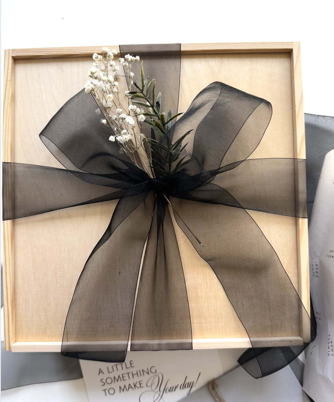 Corporate gift box detail for employee appreciation, client thank-you gifts, and event gifting