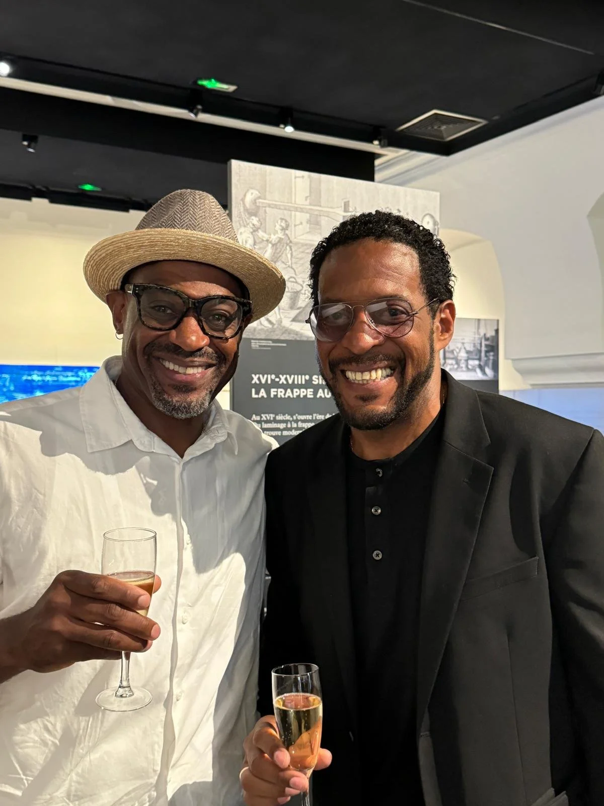 Former world and Olympic 400m hurdles champion and world record holder, Kevin Young, with Javier Sotomayor, former world and Olympic champion and current world record holder in the high jump, at the Museum of World Athletics "Gathering of Champions"