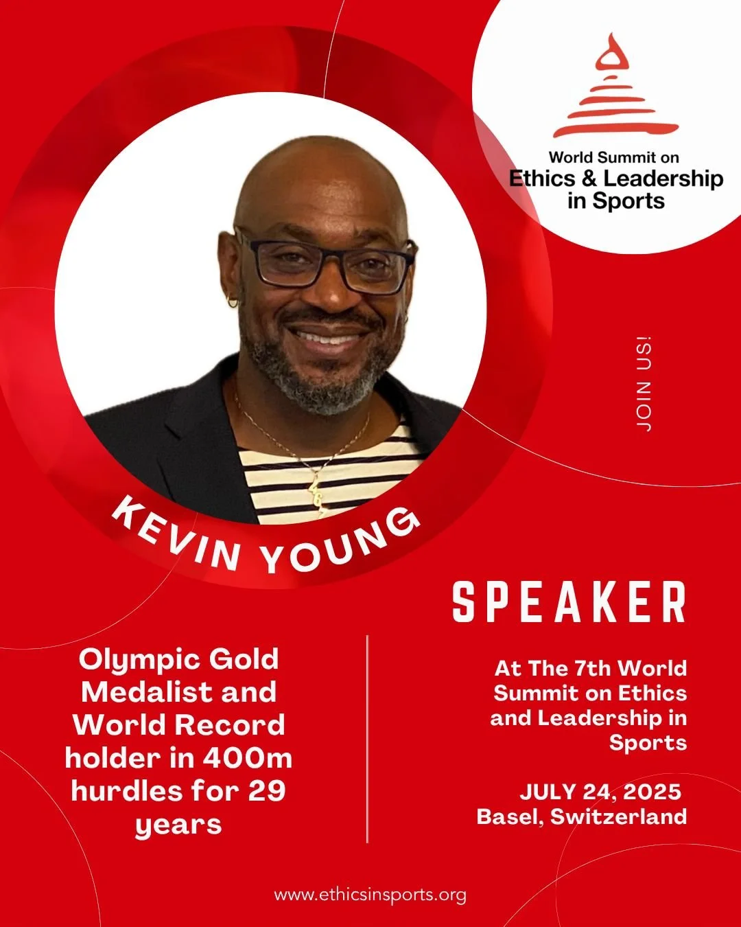 Kevin Young speaking at the World Forum on ethics in sport in Basel Switzerland, July 2025