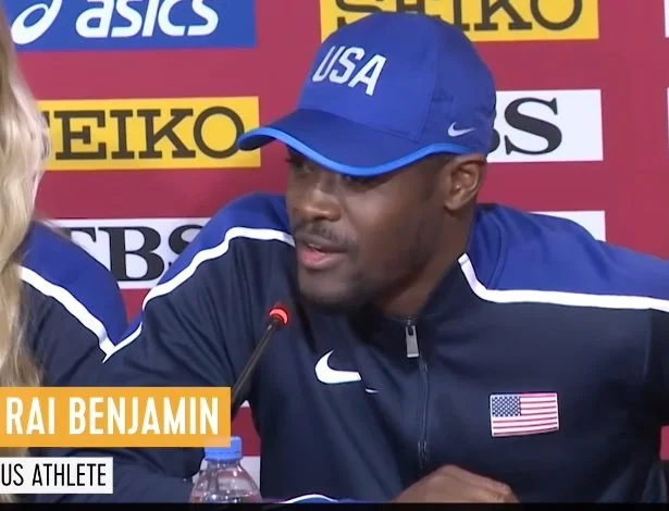 Rai Benjamin, world and Olympic champion in the 400 metre hurdles discusses the influence of his fellow countryman, Kevin Young, on his own ambitions