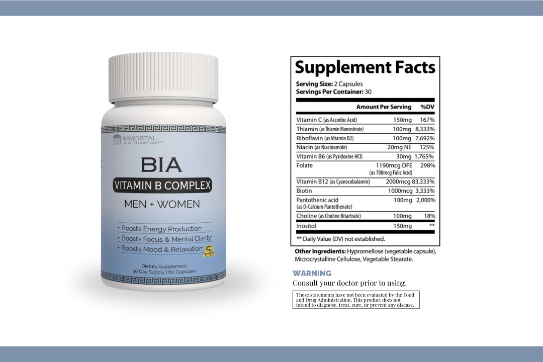 High-absorption B complex capsules with methylated forms of B12 and folate for optimal energy support.