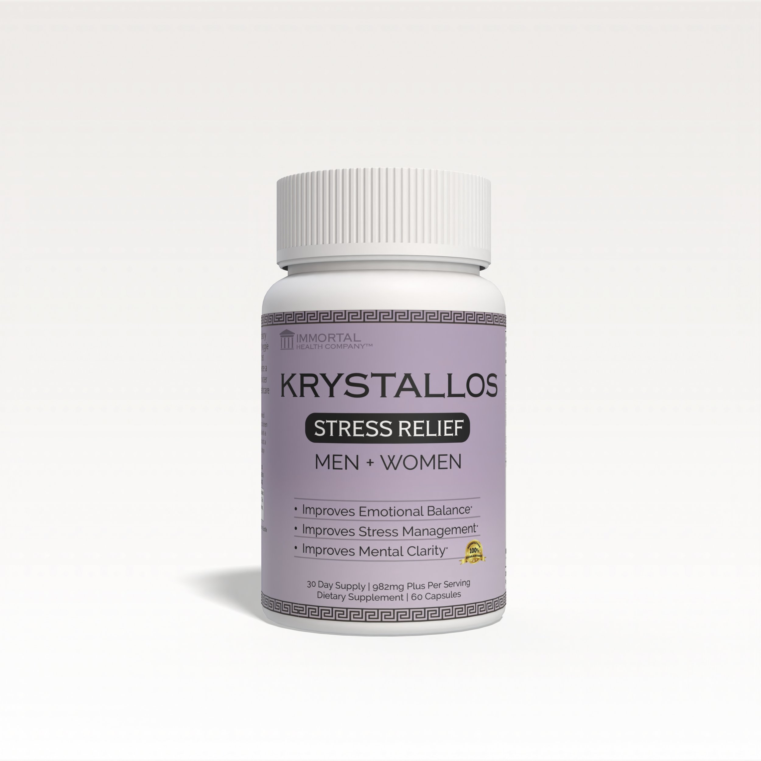 Natural stress relief capsules with ashwagandha and magnesium for calming support.