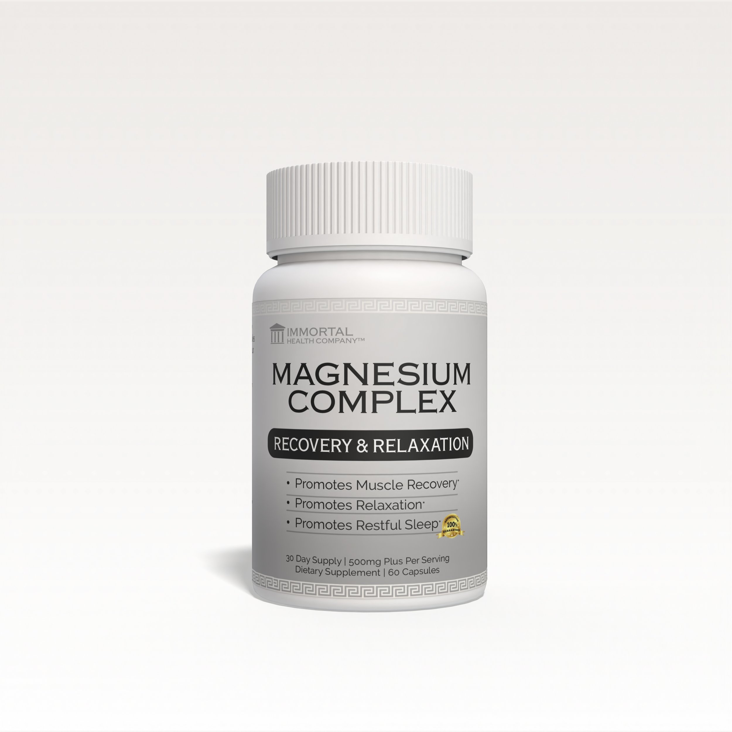 High-absorption magnesium complex supplement to support muscle relaxation and restful sleep.