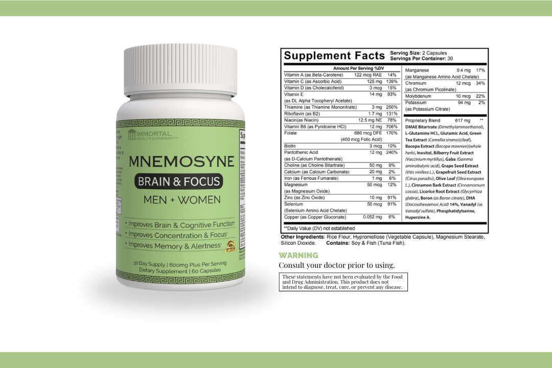 Advanced cognitive support capsules featuring a blend of vitamins and minerals to boost mental clarity.