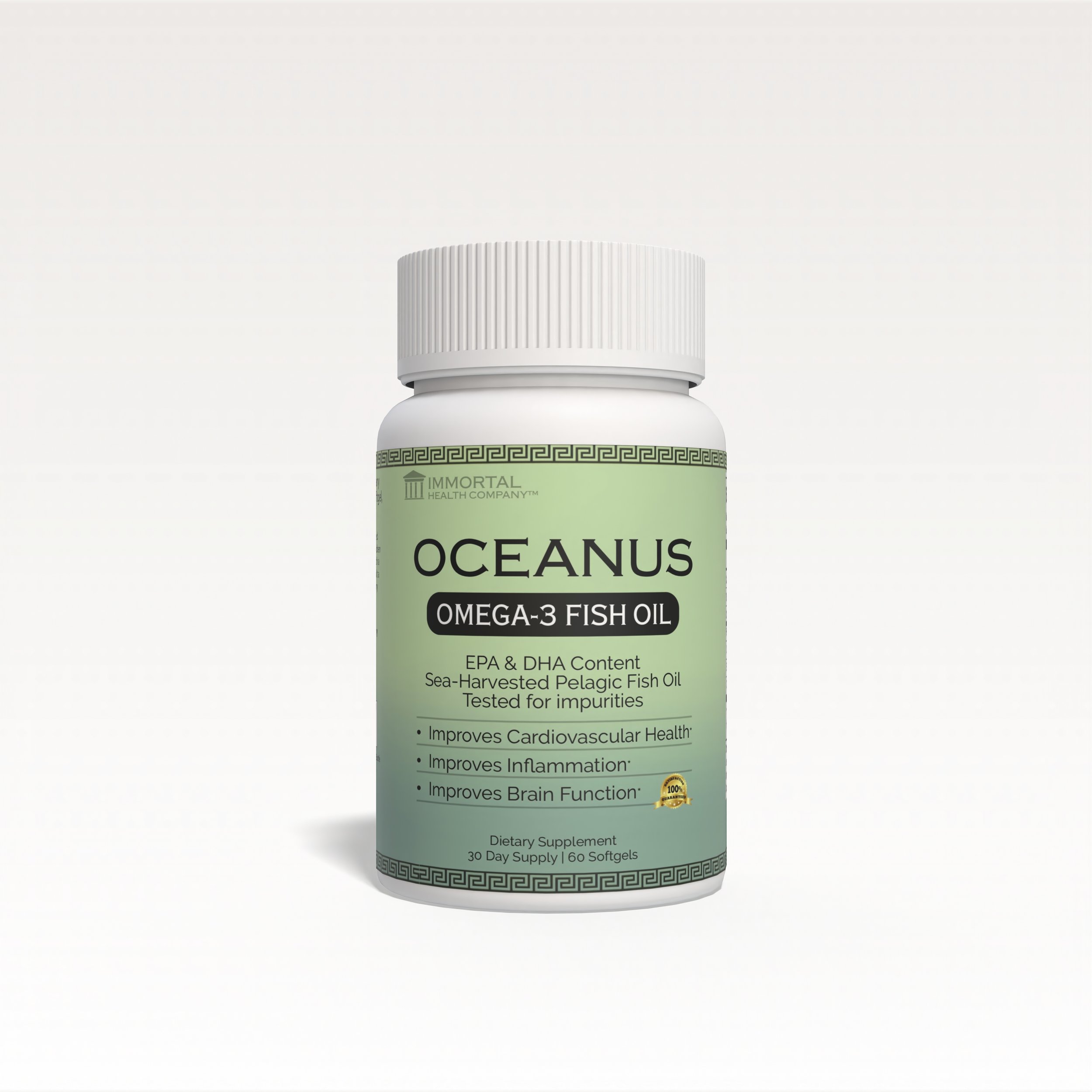 Ultra-purified Omega-3 fish oil softgels ensuring mercury-free essential fatty acids for cognitive function.