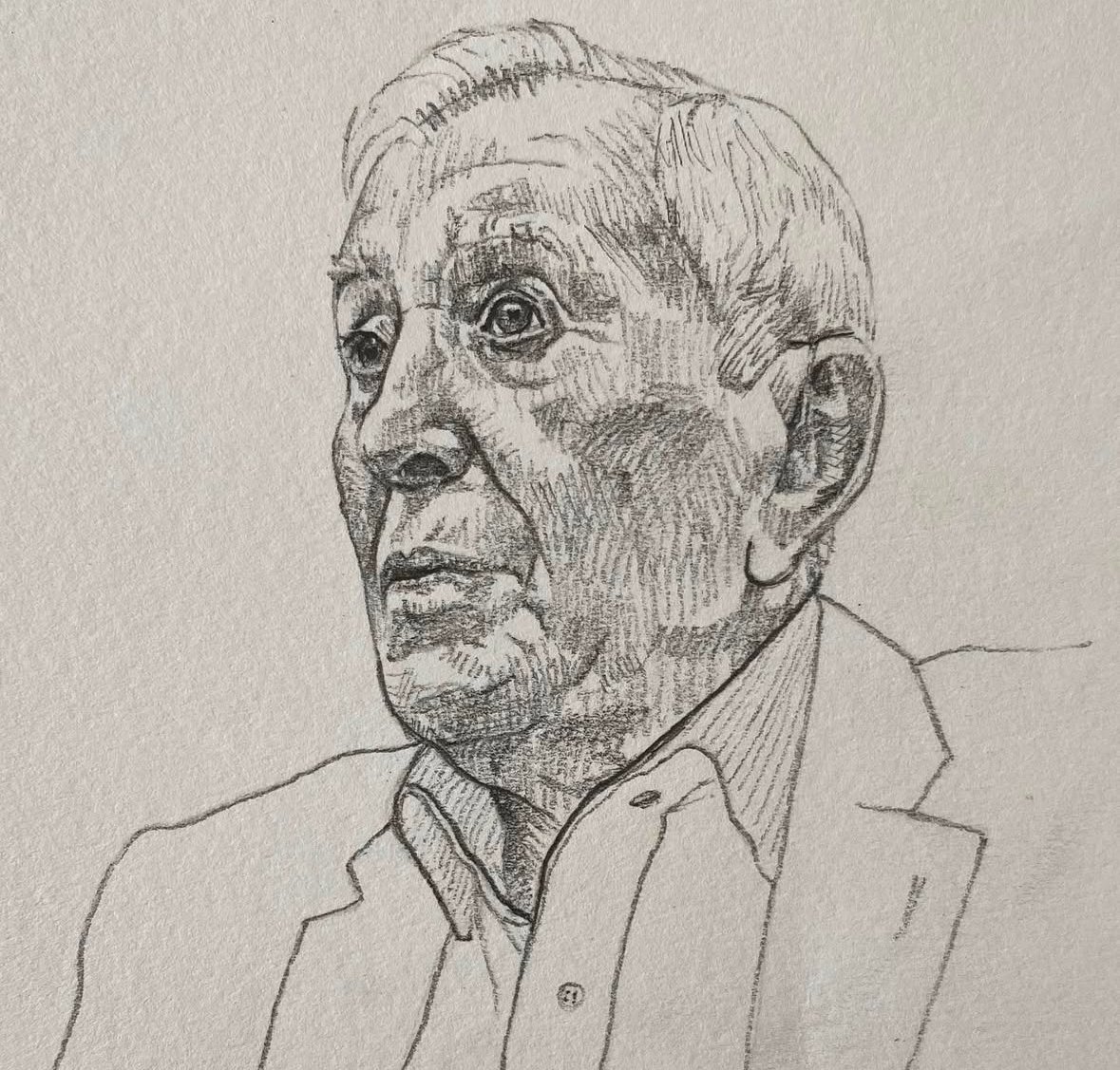 Ike Alterman: A small A5 drawing of Ike, who I have had the pleasure to meet on several occasions. Ike is a Holocaust survivor who shares his story to ensure we learn lessons from history. Ike was one of the 732 children who came to Britain after the