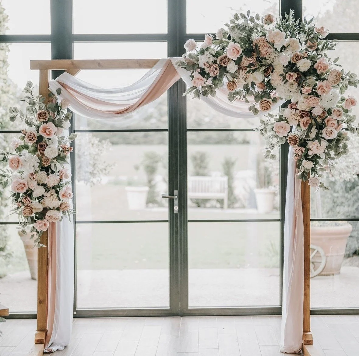 Romantic Blush Ivory Floral Arch