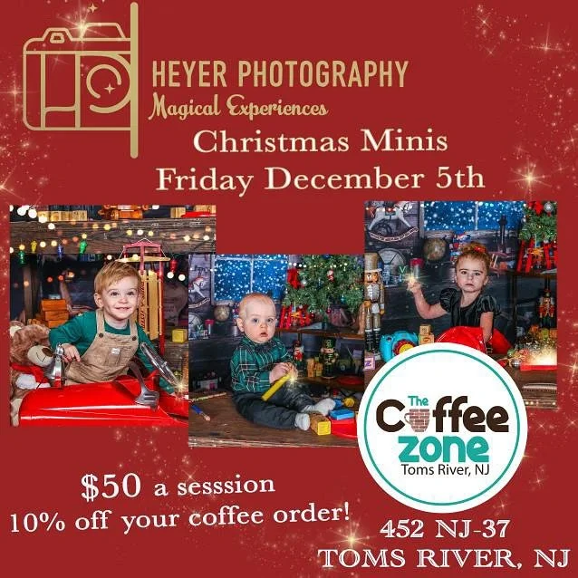 🎄 Holiday Mini Photo-Shoot Announcement 🎄

Join us on Friday, December 5 at The Coffee Zone for a festive Christmas mini-shoot! ✨ Bring your holiday smiles, grab a warm drink, and strike a pose in our cheerful holiday setup 📷 

📍452 Route 37, Tom