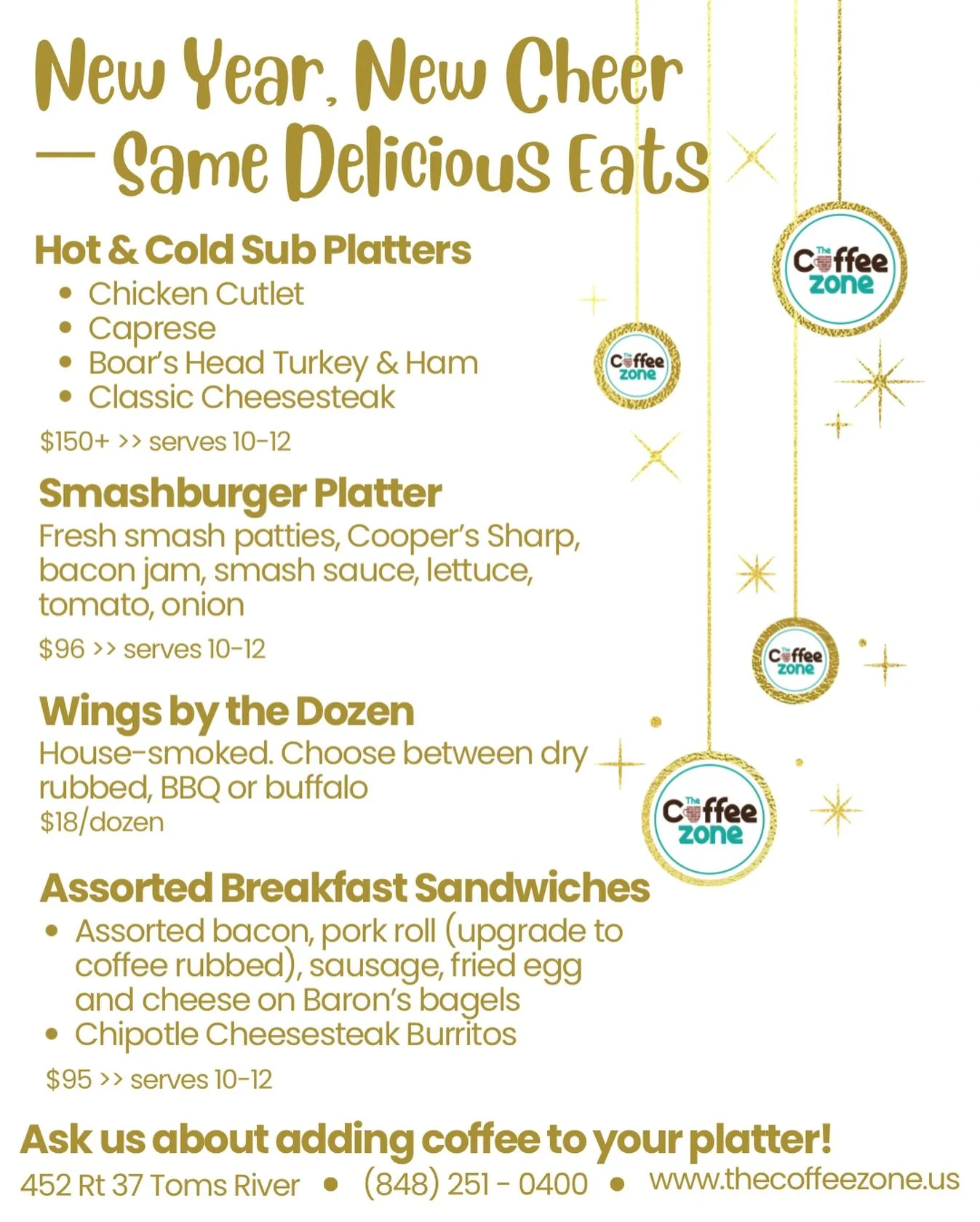 New Year&rsquo;s Eve and New Year&rsquo;s Day just got tastier &ndash; our party platters have dropped 🎉 ⭐️ Reach out to secure yours!
.
.
#catering #coffeeshops #tomsrivernj #platters #oceancountynj