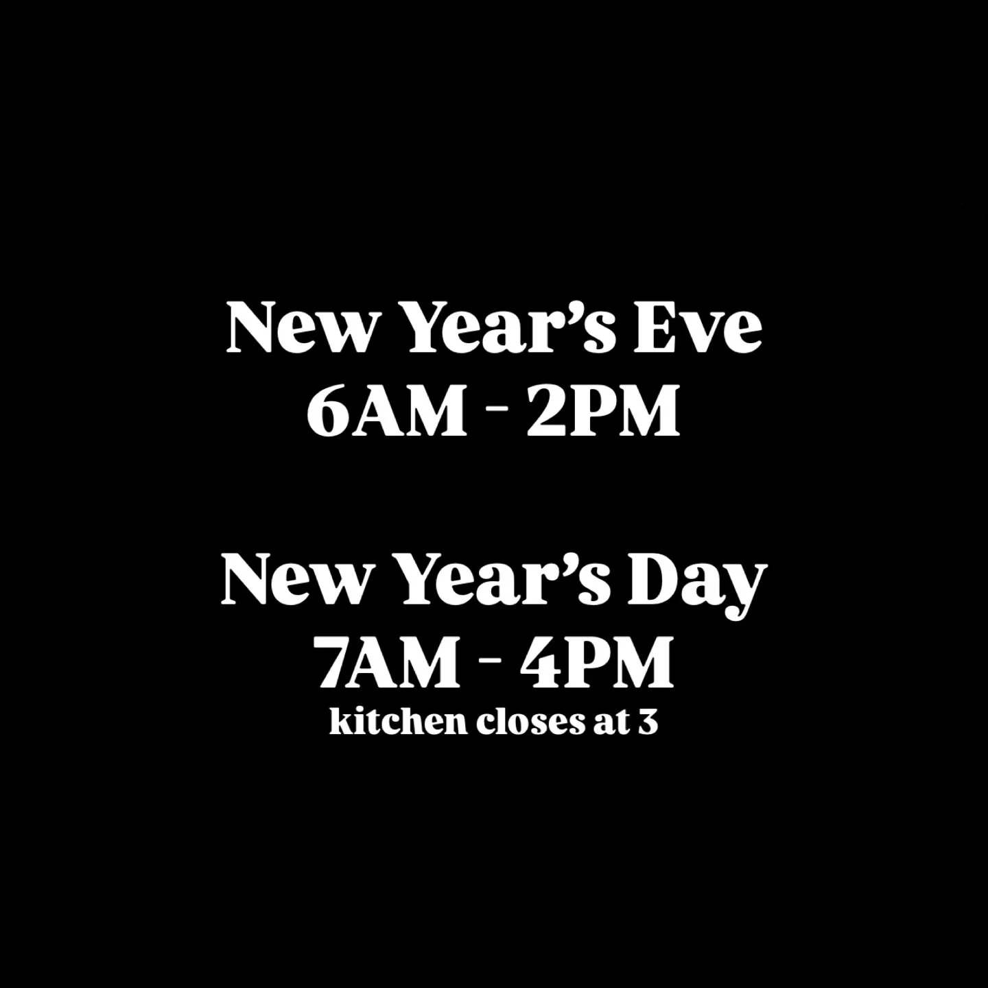 Hello 2026 🌟 We&rsquo;ll be open New Year&rsquo;s Eve and New Year&rsquo;s Day with slightly modified hours - for all your latte, platter, and cozy-start-the-year needs ☕️