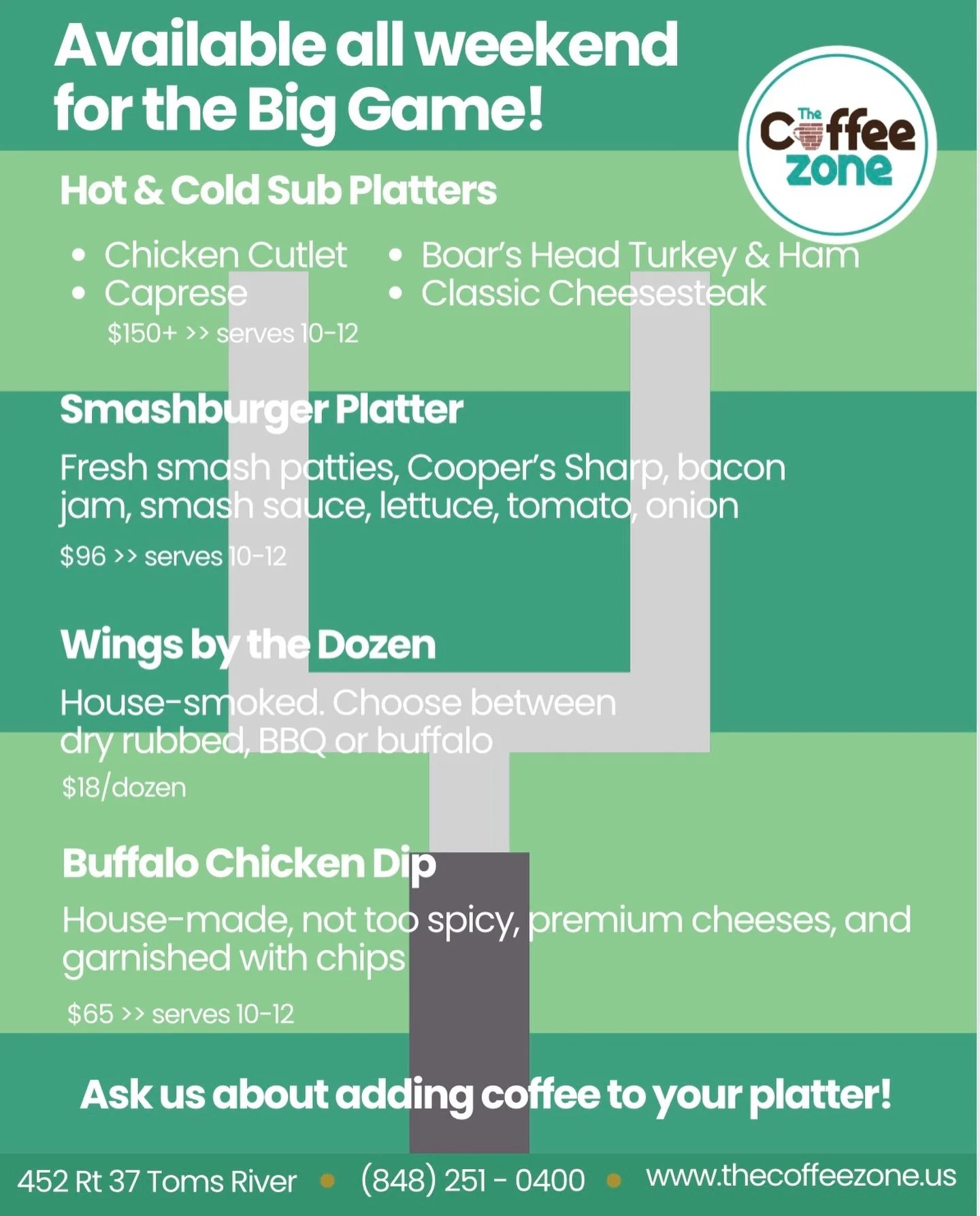 🏈 Super Bowl Sunday just got better.

The food you love every day&hellip; now in platter form.
Perfect for sharing, snacking, and cheering between plays.

Pre-order yours on our website (under catering) before kickoff! 🙌