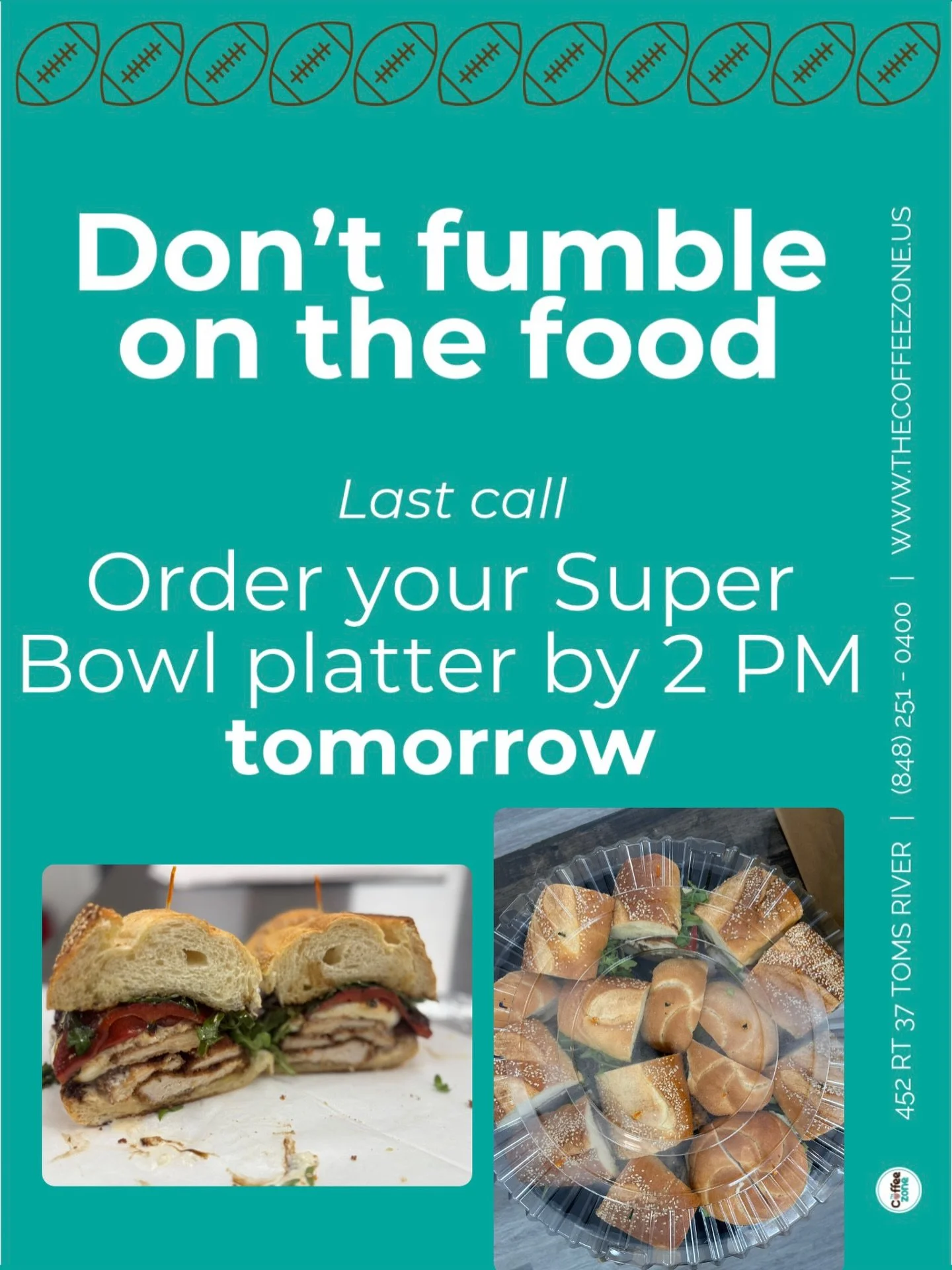 Because the food matters (most.) Orders close tomorrow at 2 🏈

⏩️https://www.thecoffeezone.us/football-game-day-platter

To place your order: Message us or visit our website