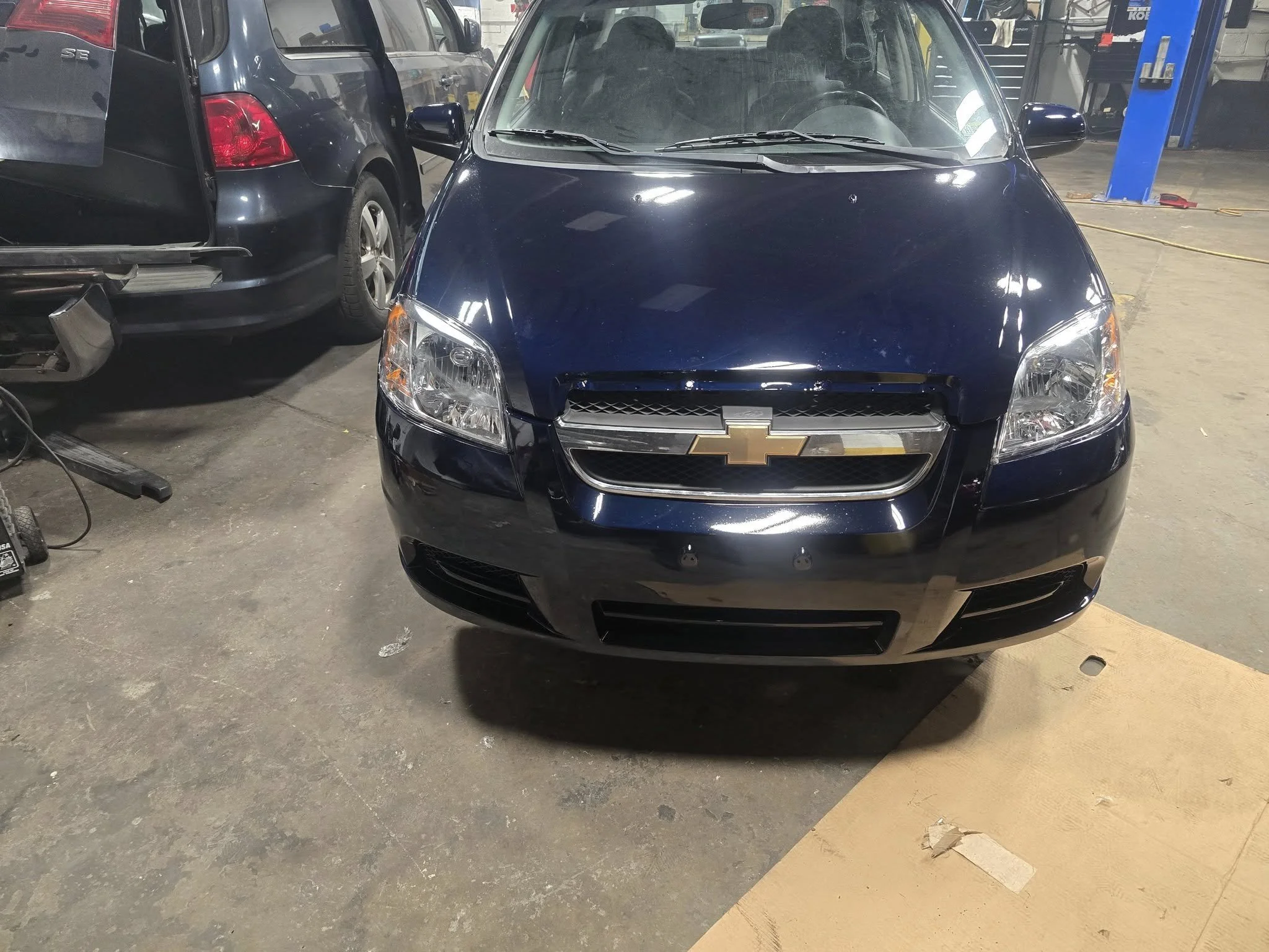 blue chevy. body work