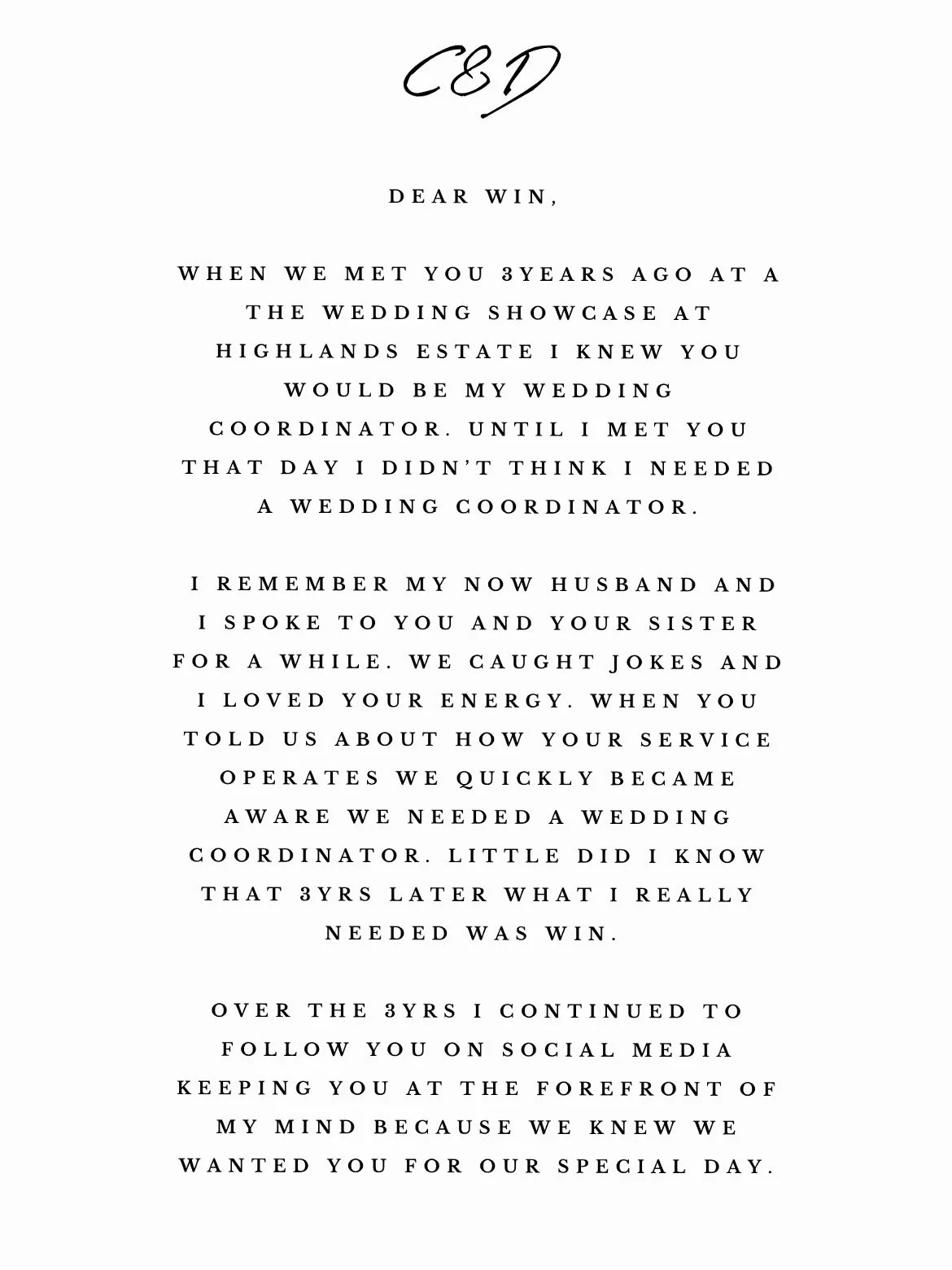 I often reflect on my couples and think about how I got into this Wedding Planning business and still keep pushing. It&rsquo;s the best feeling when you see you couples happy/ smiling on their special day. Getting feedbacks like this is so heart warm