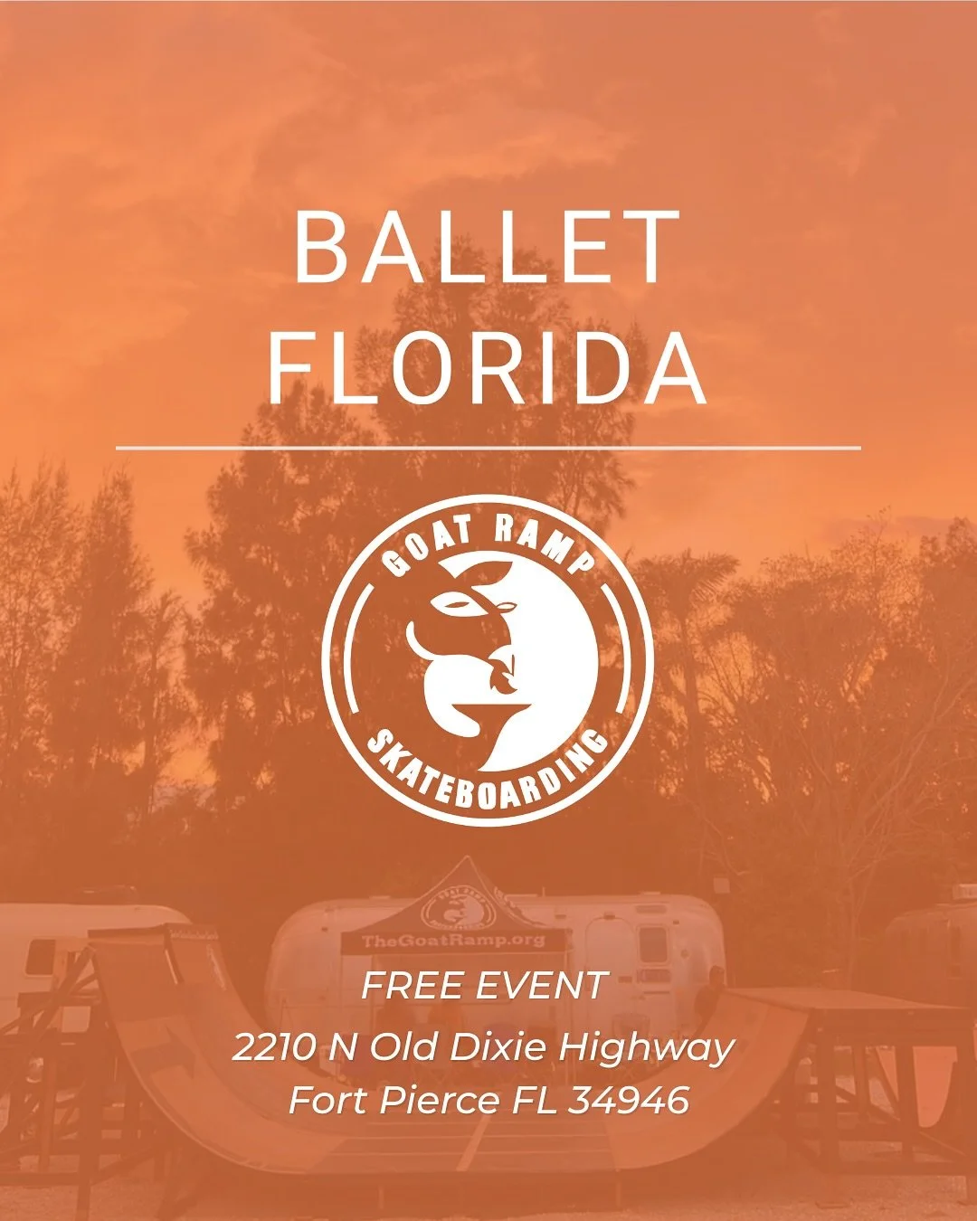 Event Address: 2210 N Old Dixie Highway 
Fort pierce FL 34946

Join us for an unforgettable evening at Ballet Florida&rsquo;s Indian River Gardens Artist Retreat in Fort Pierce on August 30th, 2025, from 4 PM to 8 PM for a free event!
&nbsp;
SCHEDULE