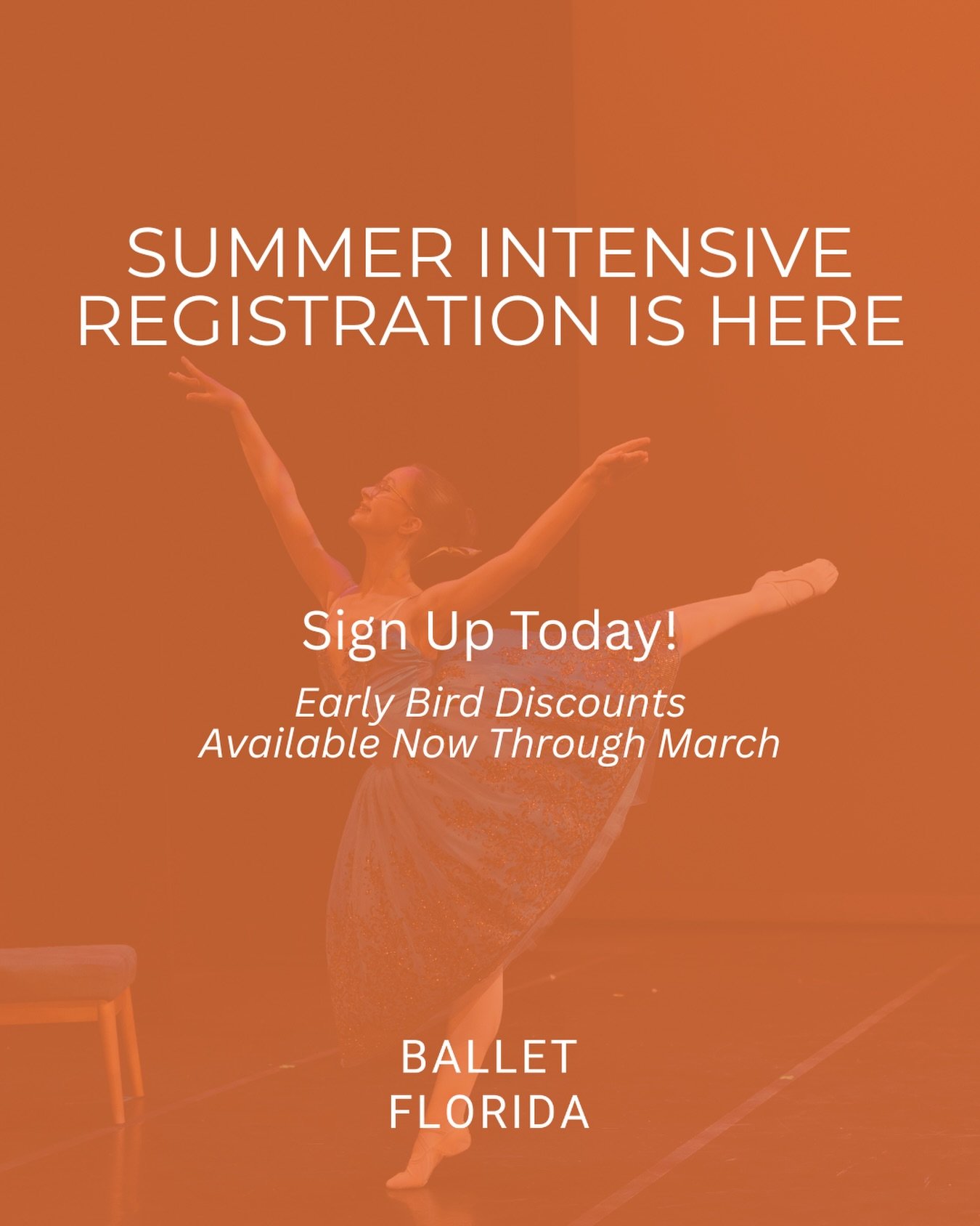 Ballet Florida 2026 Summer Intensives

From imaginative ballet camps for our youngest dancers to rigorous pre-professional training, Ballet Florida offers a summer experience for every level.

✔️ Ages 3&ndash;18+
✔️ Multiple programs &amp; schedules
