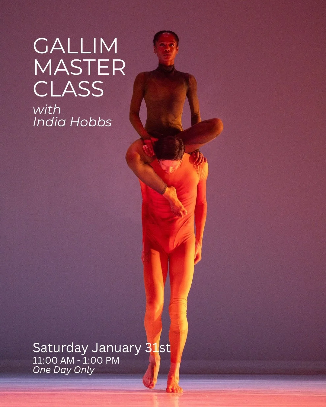 This Saturday, January 31st. Sign up with the link in our bio.

This Advanced/Professional Master Class is ideal for Students 15+ and Adults.

This two-hour master class blends @gallimdanceco GALLIM Methods with repertory from choreographer Andrea Mi