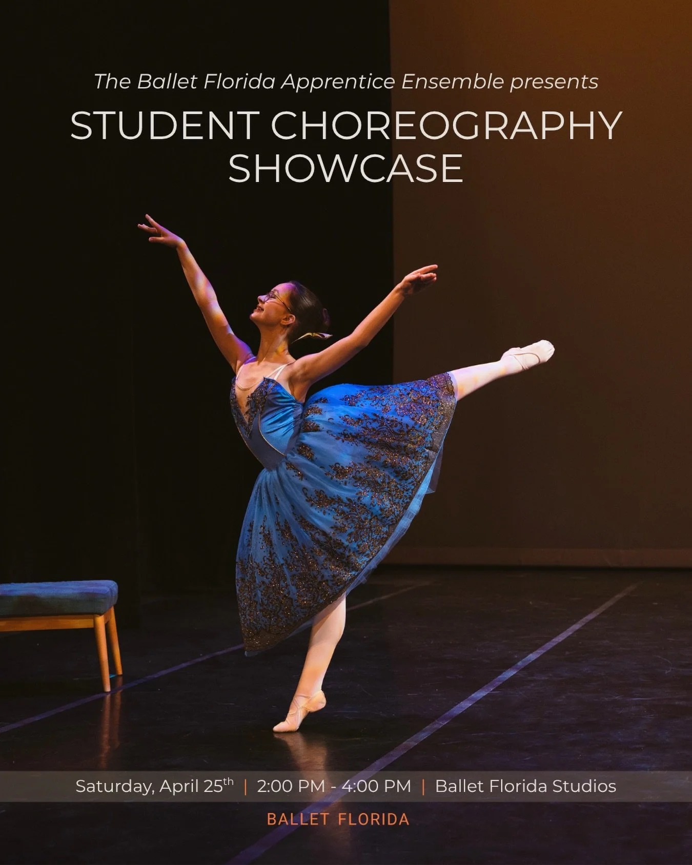 Tickets on Sale for the Student Choreography Showcase presented by the Apprentice Ensemble

Enjoy original works from our Apprentice Ensemble while indulging in a potluck of appetizers and desserts. Ticket link for performance is open on our website 