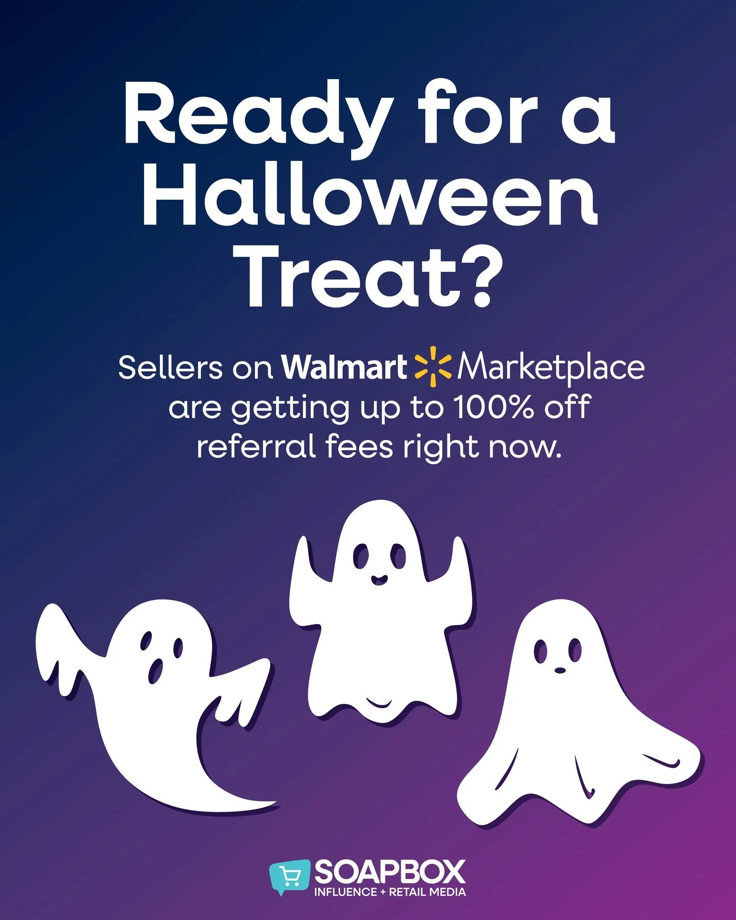 👻 Don&rsquo;t let your brand get left in the dark this Halloween!

Walmart Marketplace sellers are getting up to 100% off referral fees when they list or optimize Customer Favorite items.

Not a seller yet? That&rsquo;s where we come in. As a Walmar