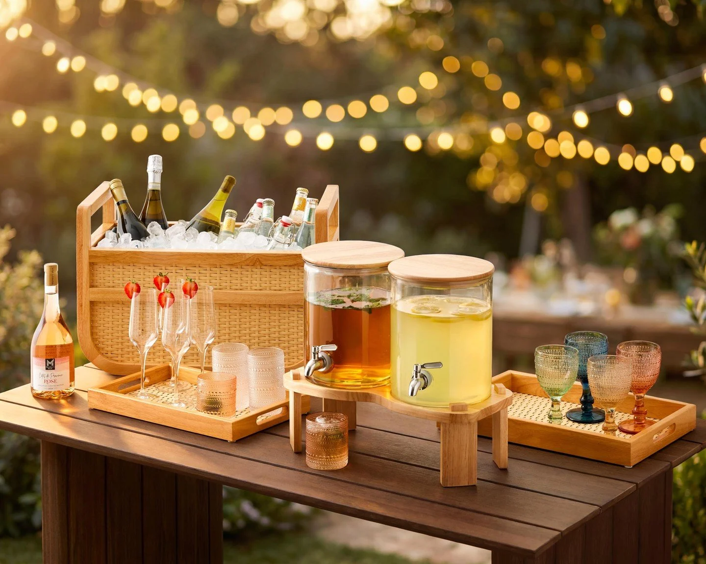 Summer entertaining, elevated. 🍋✨ 

This Member's Mark Double Glass Drink Dispenser was styled and shot by our team, and honestly, we want to be at this party. Now live on samsclub.com! @samsclub