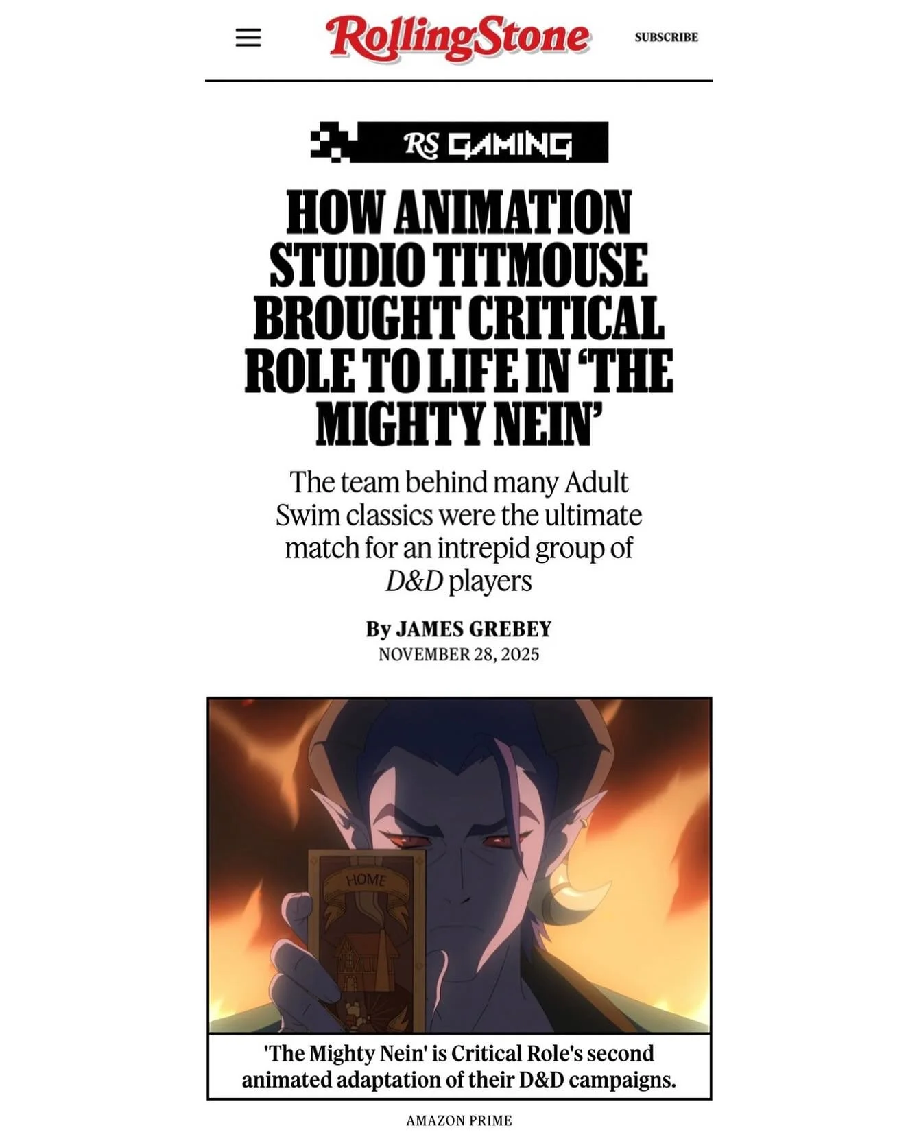 Titmouse (@titmouseinc) has been building bold, culture-shaping animation for 25 years, and Rolling Stone&rsquo;s behind-the-scenes look at Critical Role&rsquo;s (@critical_role) The Mighty Nein animated series shows exactly why they remain one of th