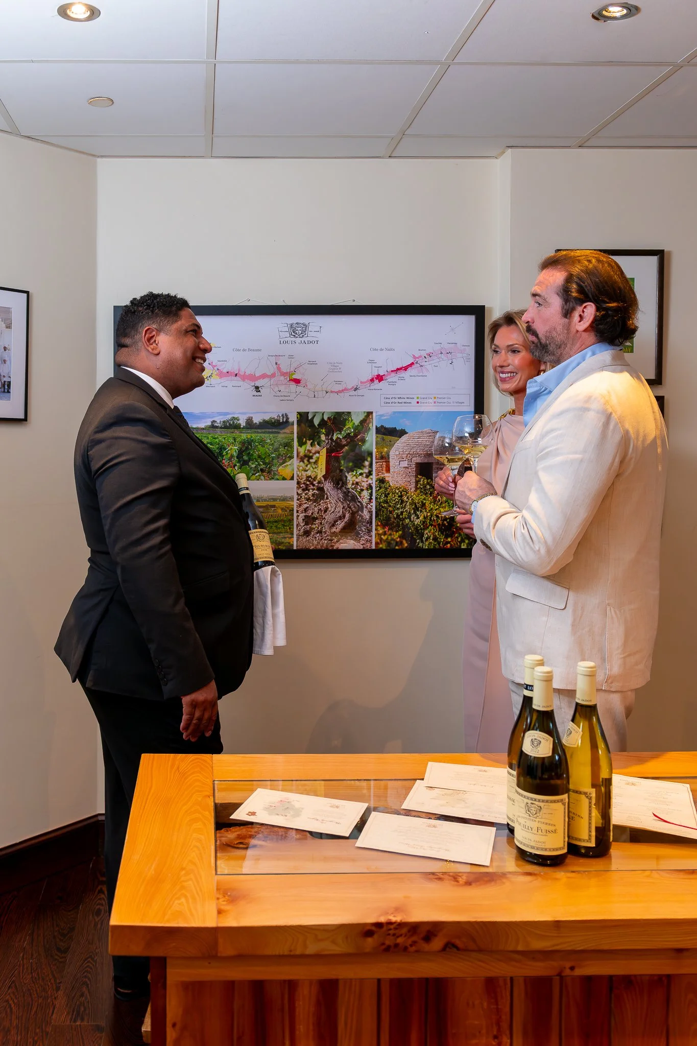 Trump Turnberry sommelier with Louis Jadot wine – luxury hotel food photography Scotland