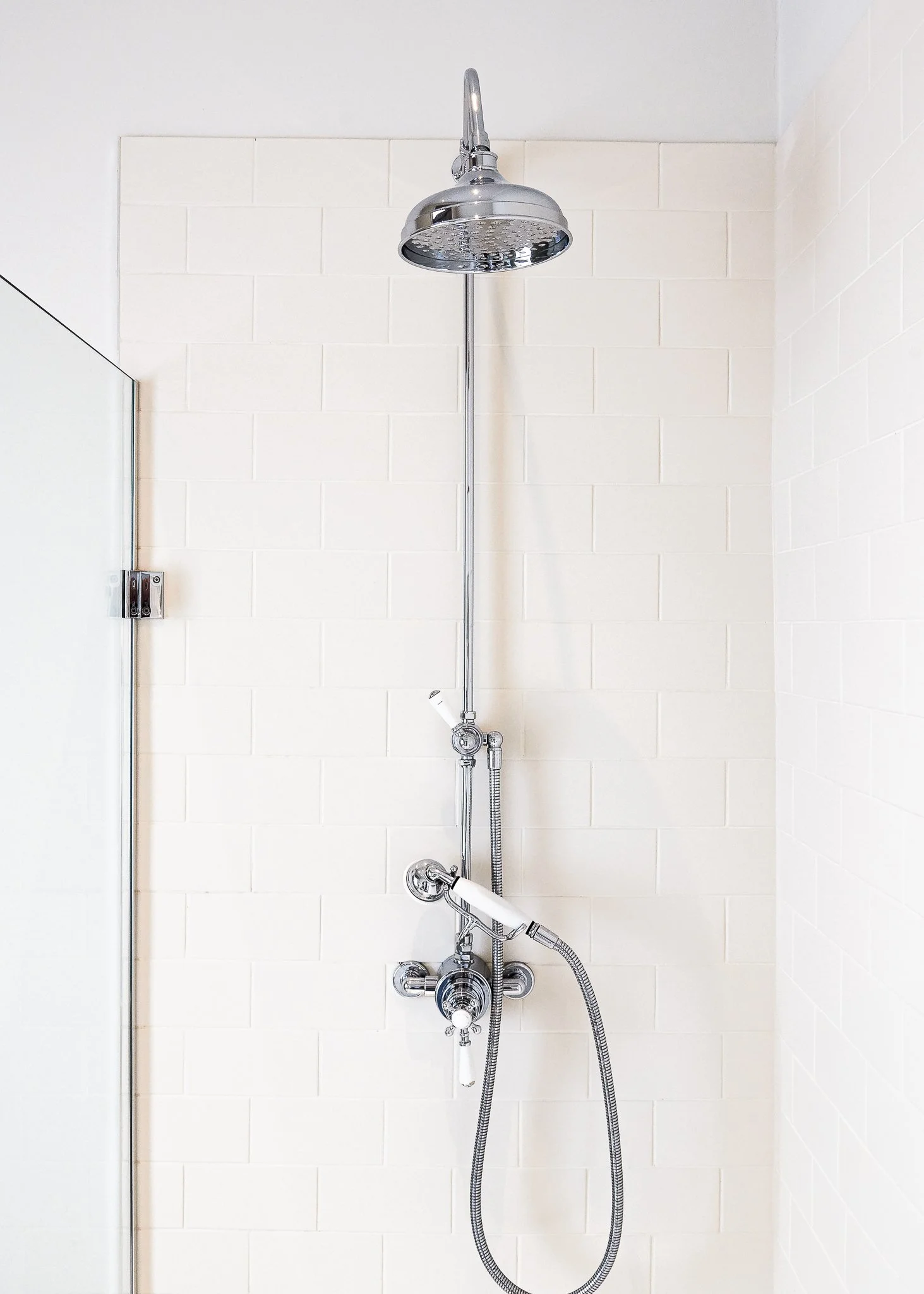Roseate Edinburgh rainfall shower detail – hotel bathroom photography Edinburgh Scotland