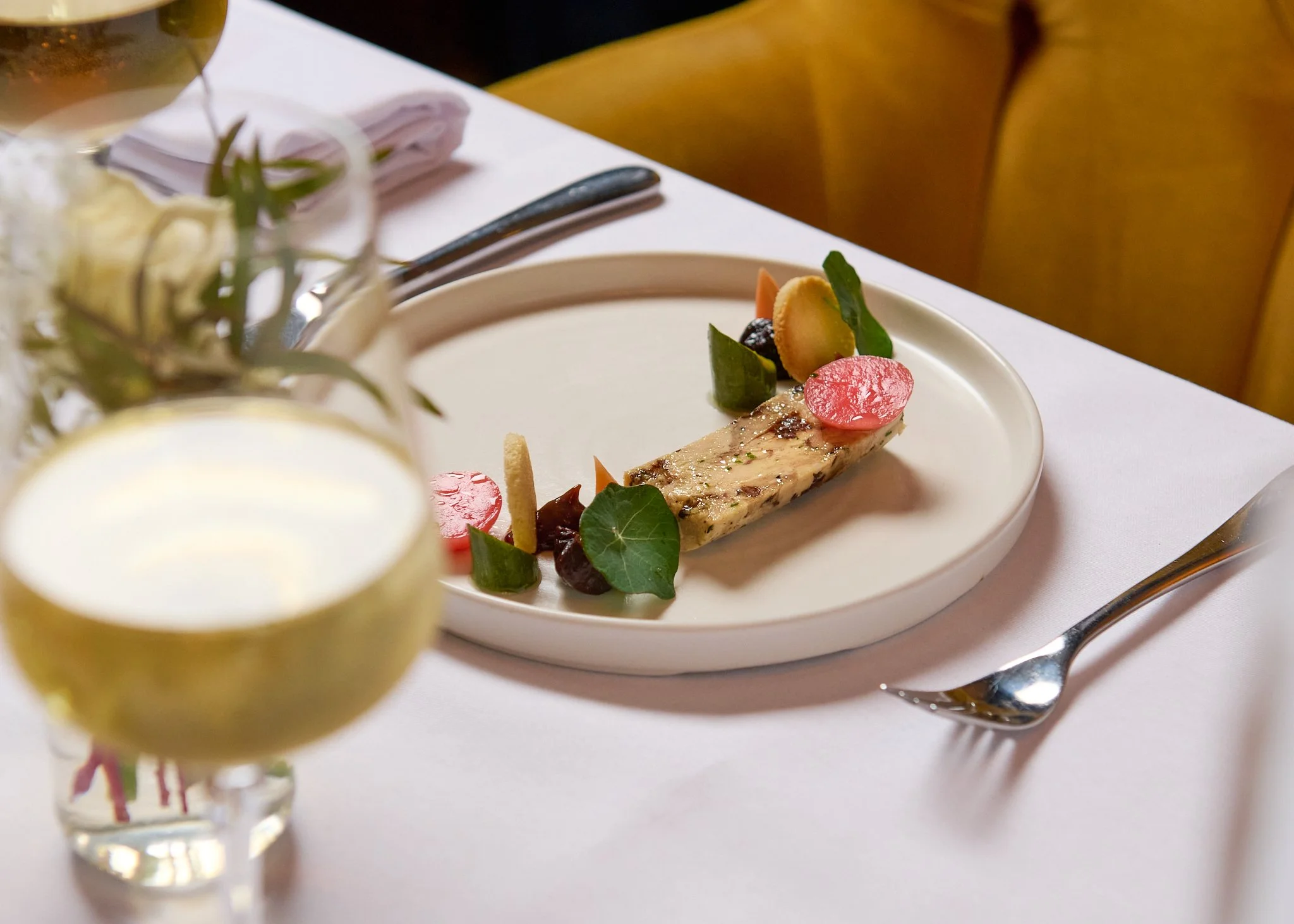 Roseate Edinburgh plated starter at table – boutique hotel restaurant photographer Edinburgh