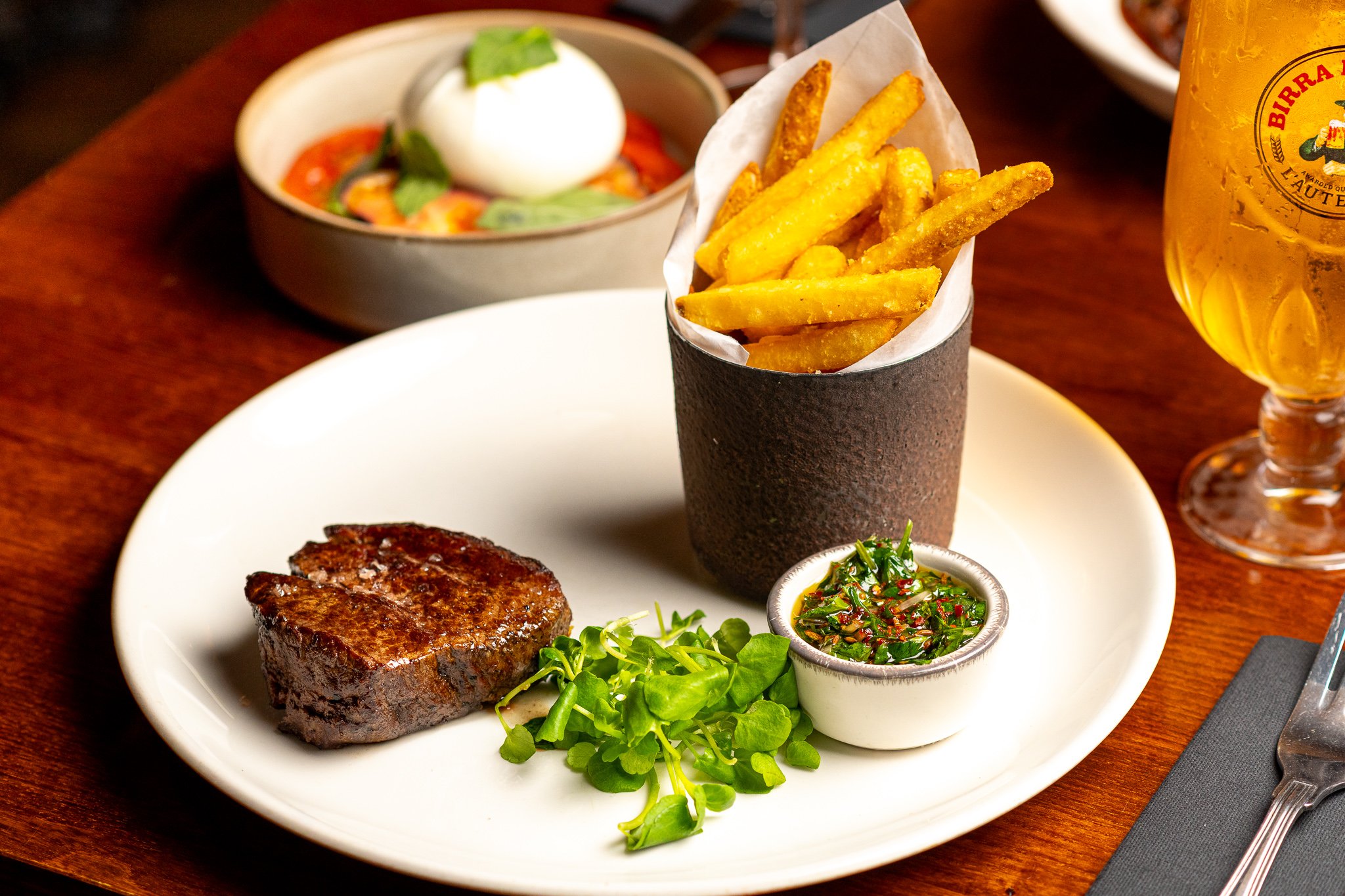 Duke's Umbrella Glasgow steak and chips – fine dining food photography Glasgow Scotland