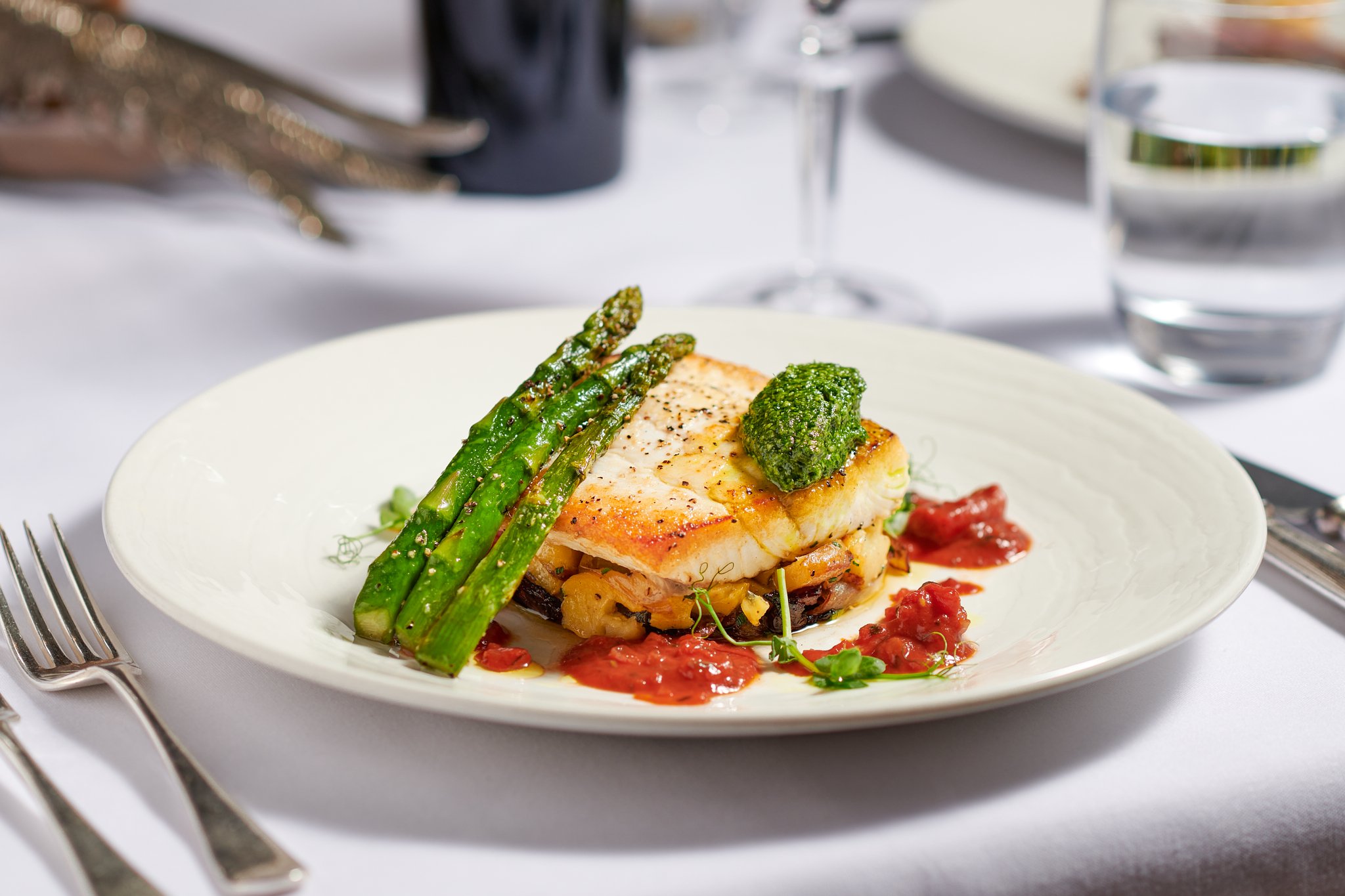 The Buttery Glasgow salmon with asparagus – fine dining food photographer Glasgow