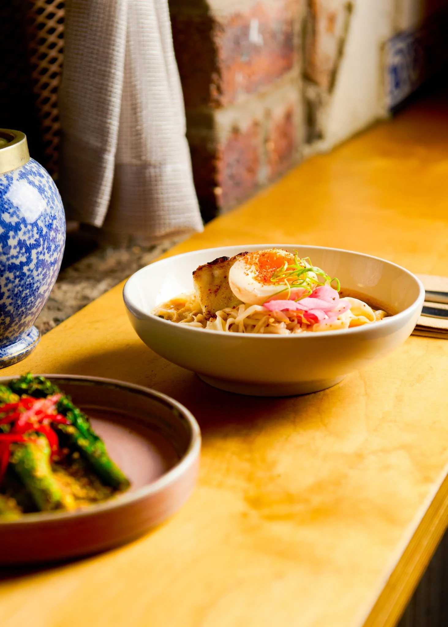 GaGa Glasgow noodle bowl on wooden table – Asian food photography Glasgow