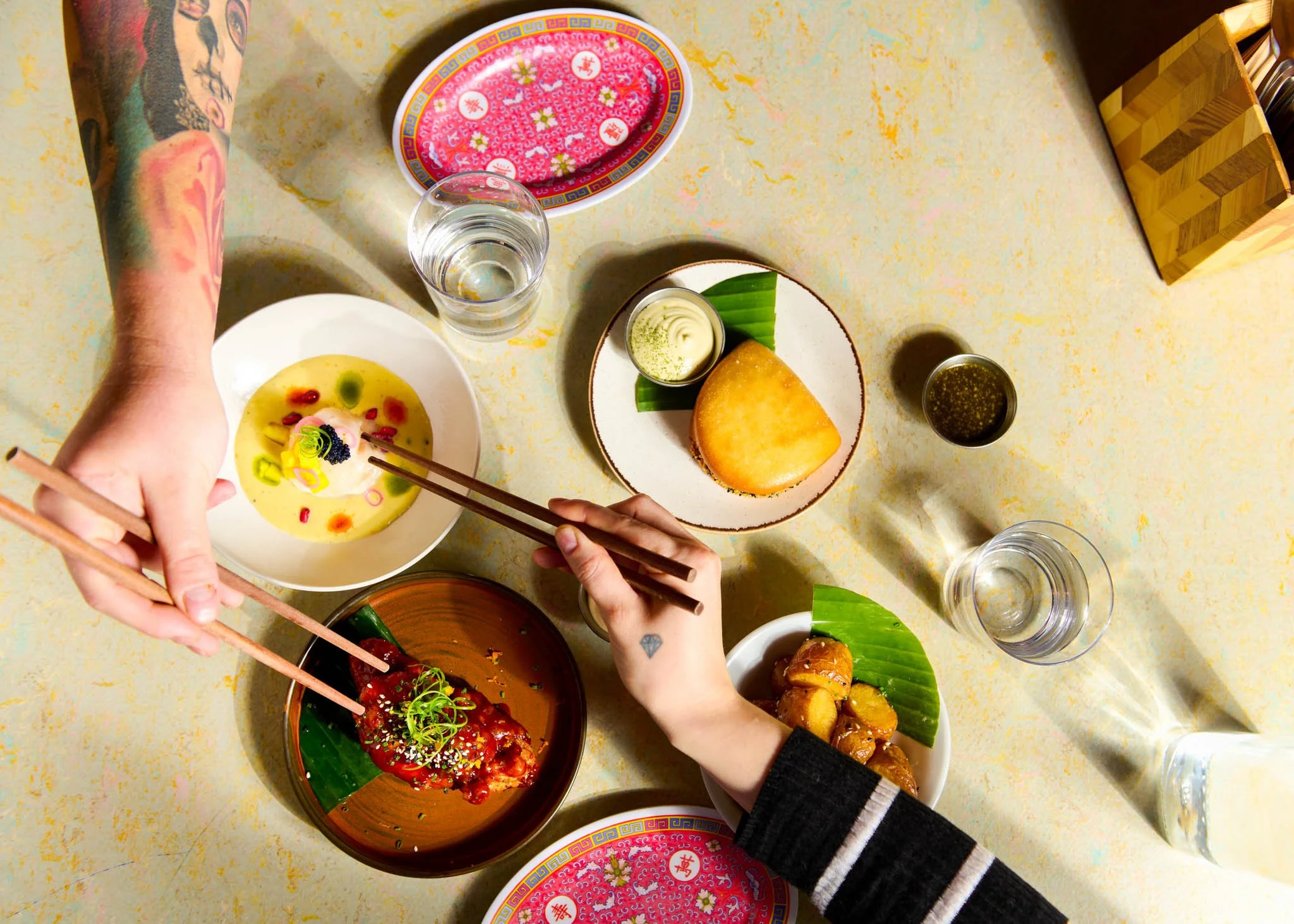 GaGa Glasgow Asian fusion dishes overhead – restaurant food photography Glasgow