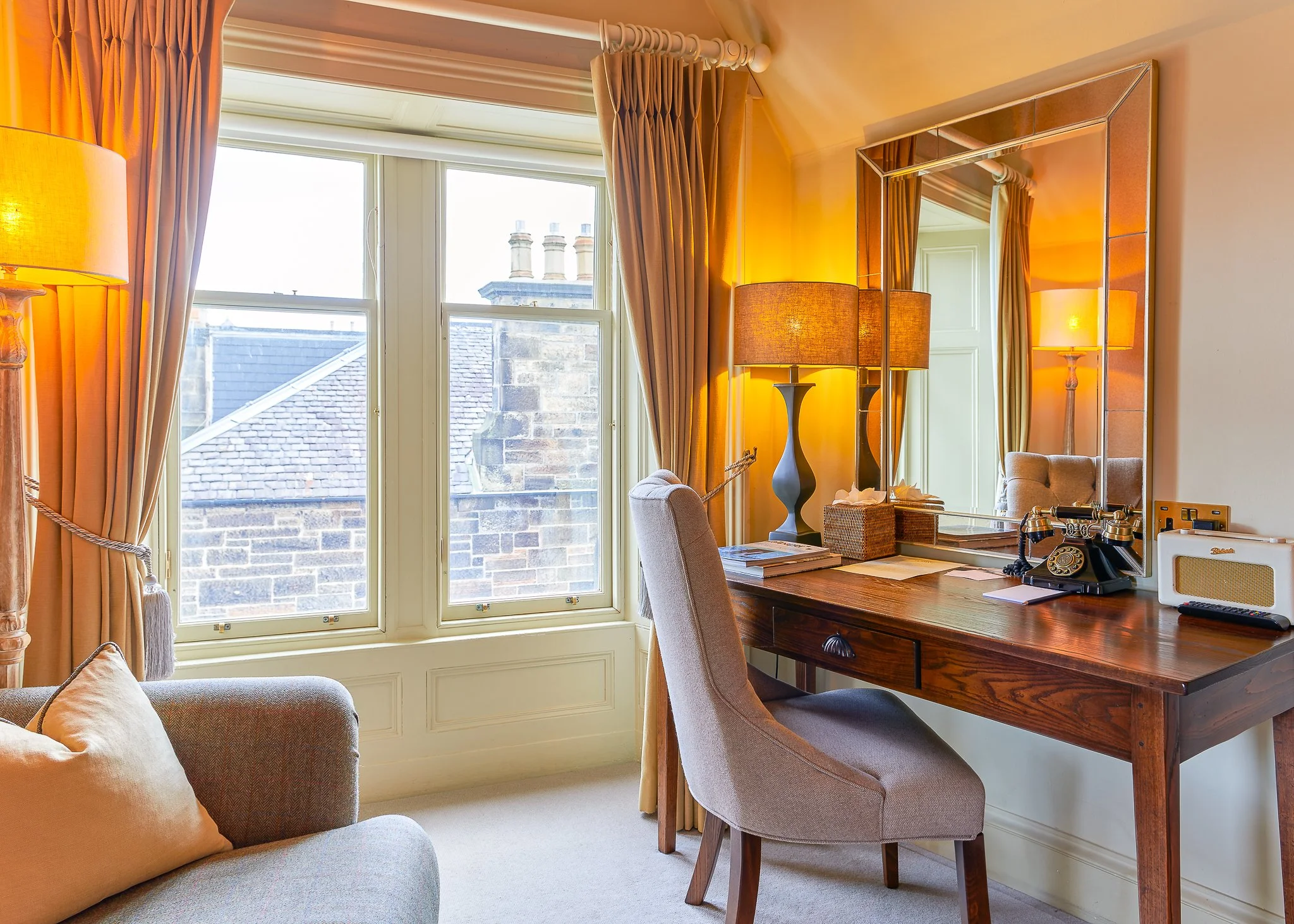 Roseate Edinburgh classic bedroom with period features – boutique hotel photography Edinburgh