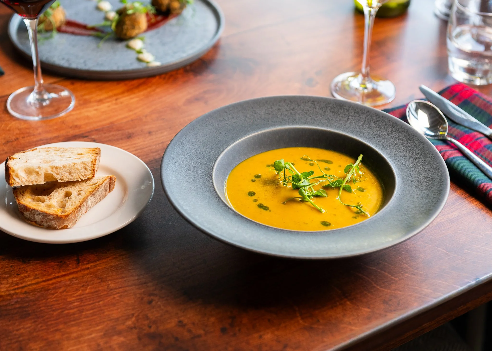 Karma Lake of Monteith pumpkin soup – hotel restaurant food photographer Scotland