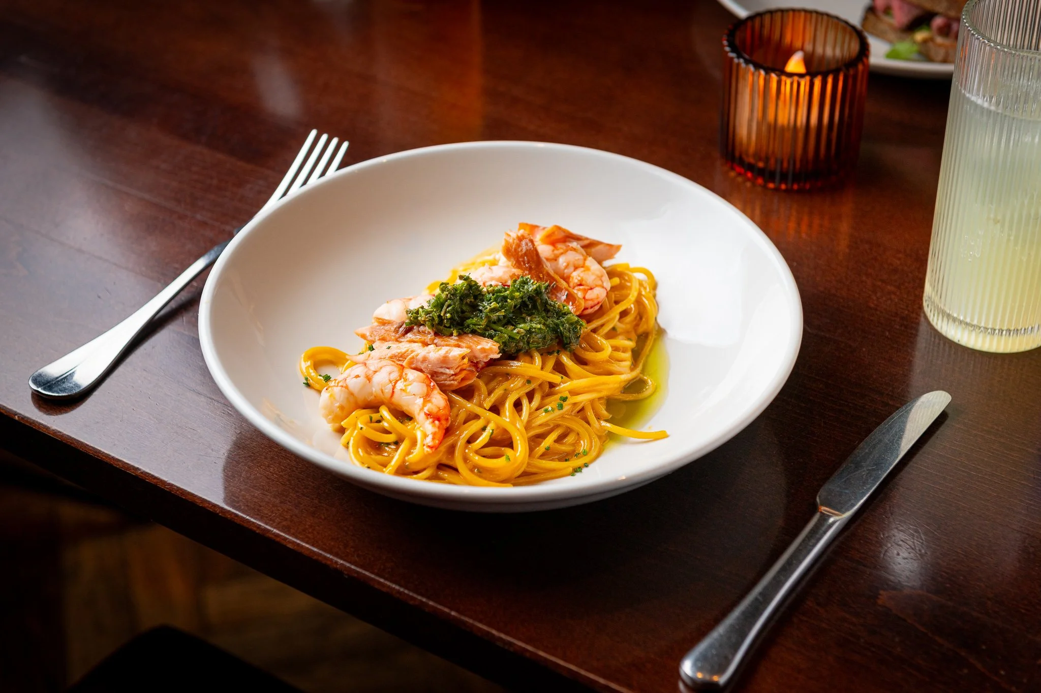 Gost Bar Restaurant Glasgow prawn linguine pasta – food photography Glasgow Edinburgh