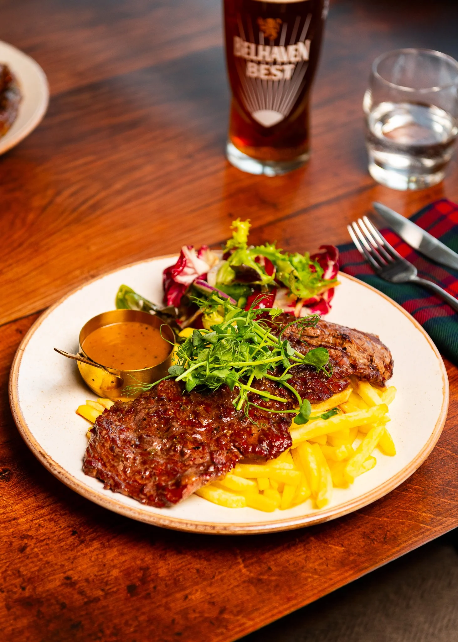 Karma Lake of Monteith steak with chips – hotel restaurant food photography Scotland