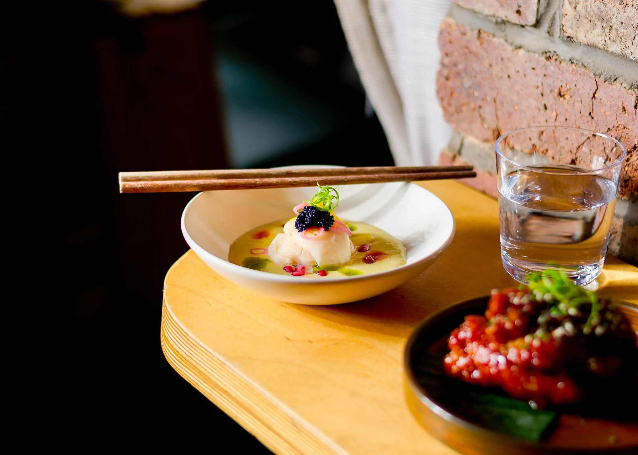GaGa Glasgow chopsticks with dish detail – restaurant photographer Glasgow
