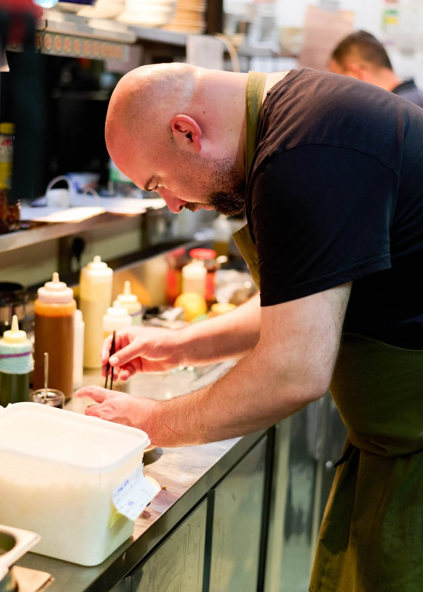 GaGa Glasgow chef at work kitchen action – restaurant photographer Glasgow Scotland