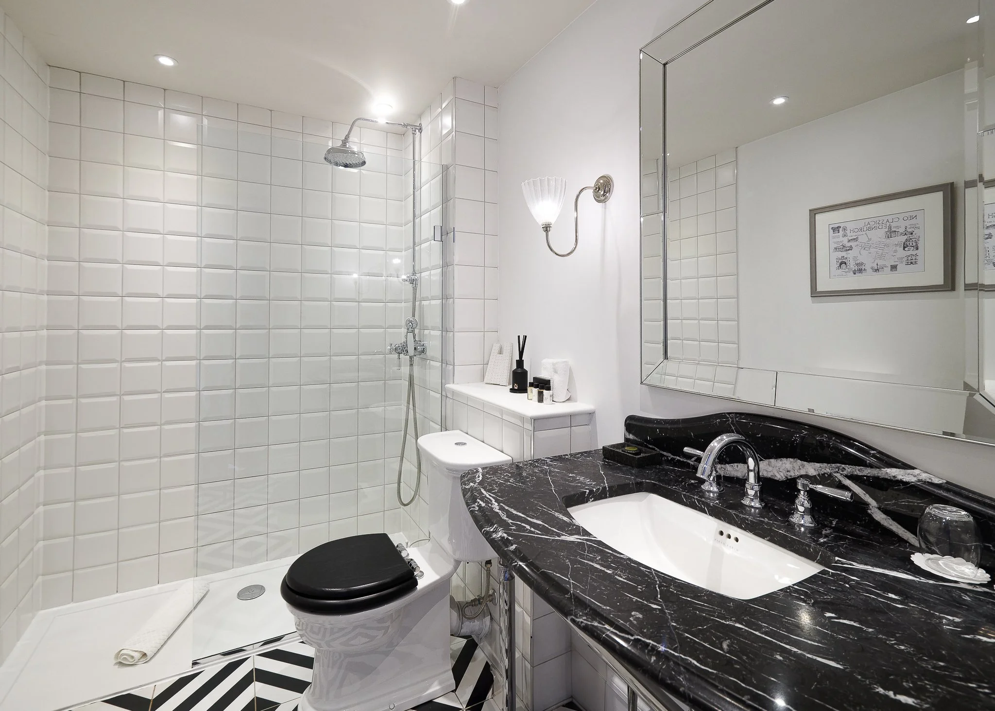 Roseate Edinburgh black marble bathroom – hotel interior photography Edinburgh Scotland
