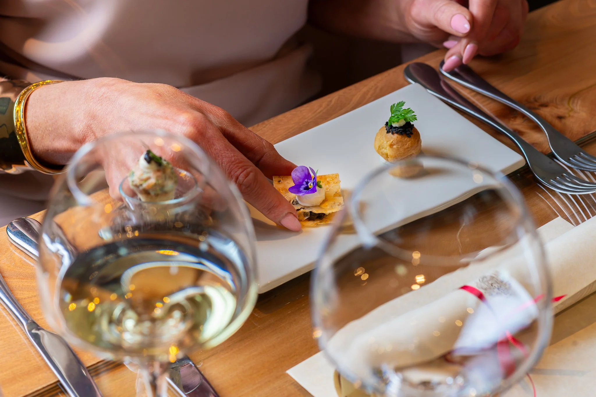Trump Turnberry chef serving amuse bouche – tasting menu food photography Scotland