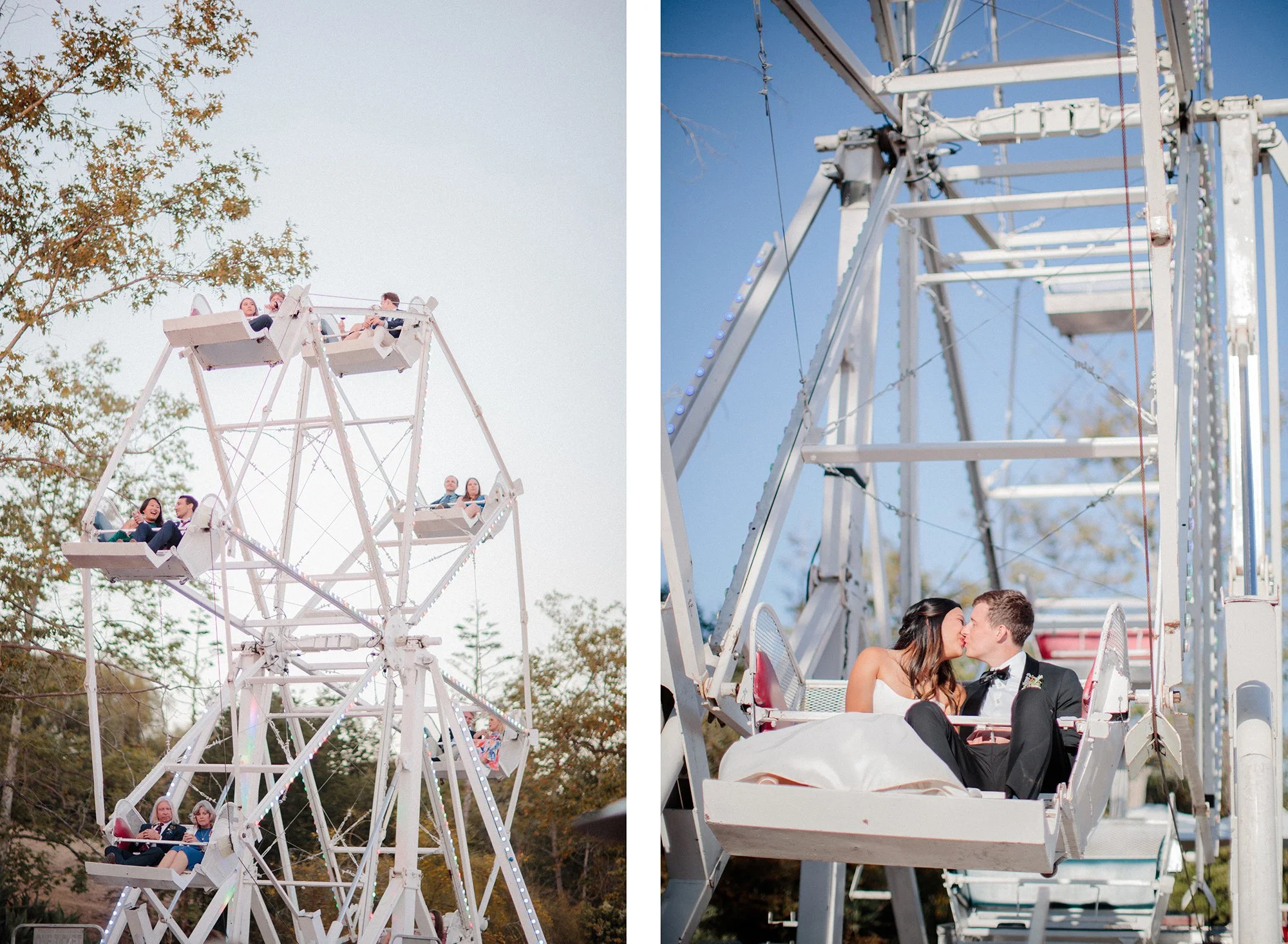 bride and groom aboard a Ferris wheel photographed by Michael & Anna Costa